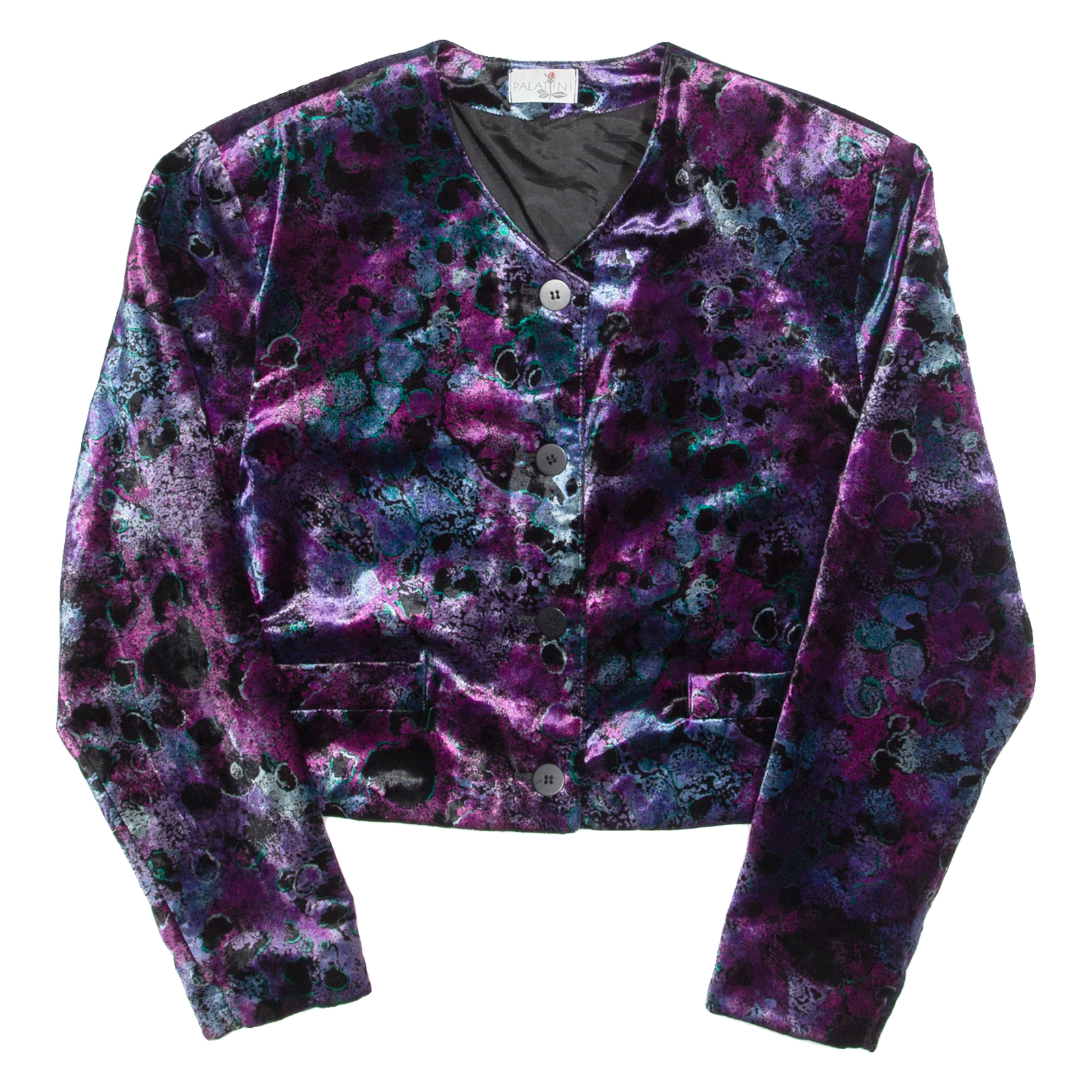 PALATINI Womens Blazer Jacket Purple Velvet 90s Floral S Refurbished - N/A refurbished available on Cerqular