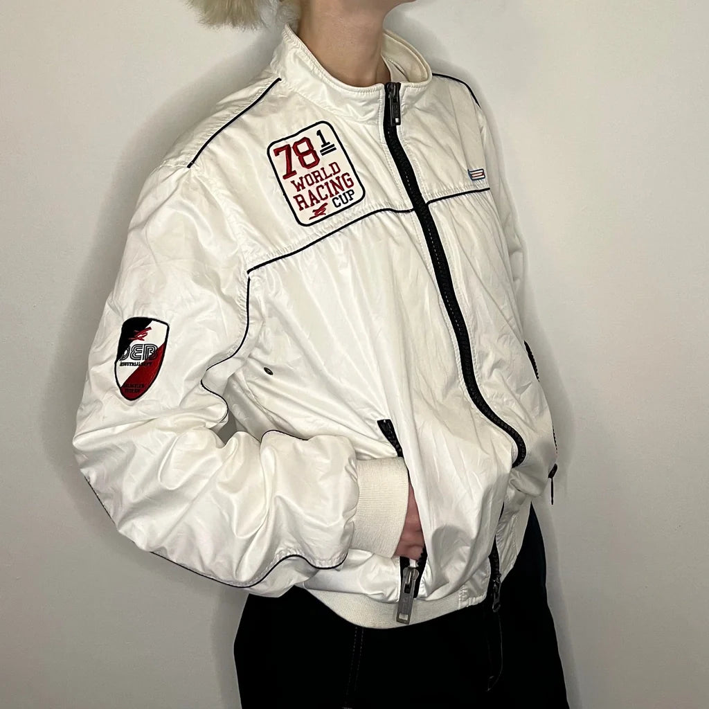 Deb Industrial Dept De Blasio Jacket - Large White Polyester Refurbished - Thrifted (note: this is a term often used to describe second- refurbished available on Cerqular