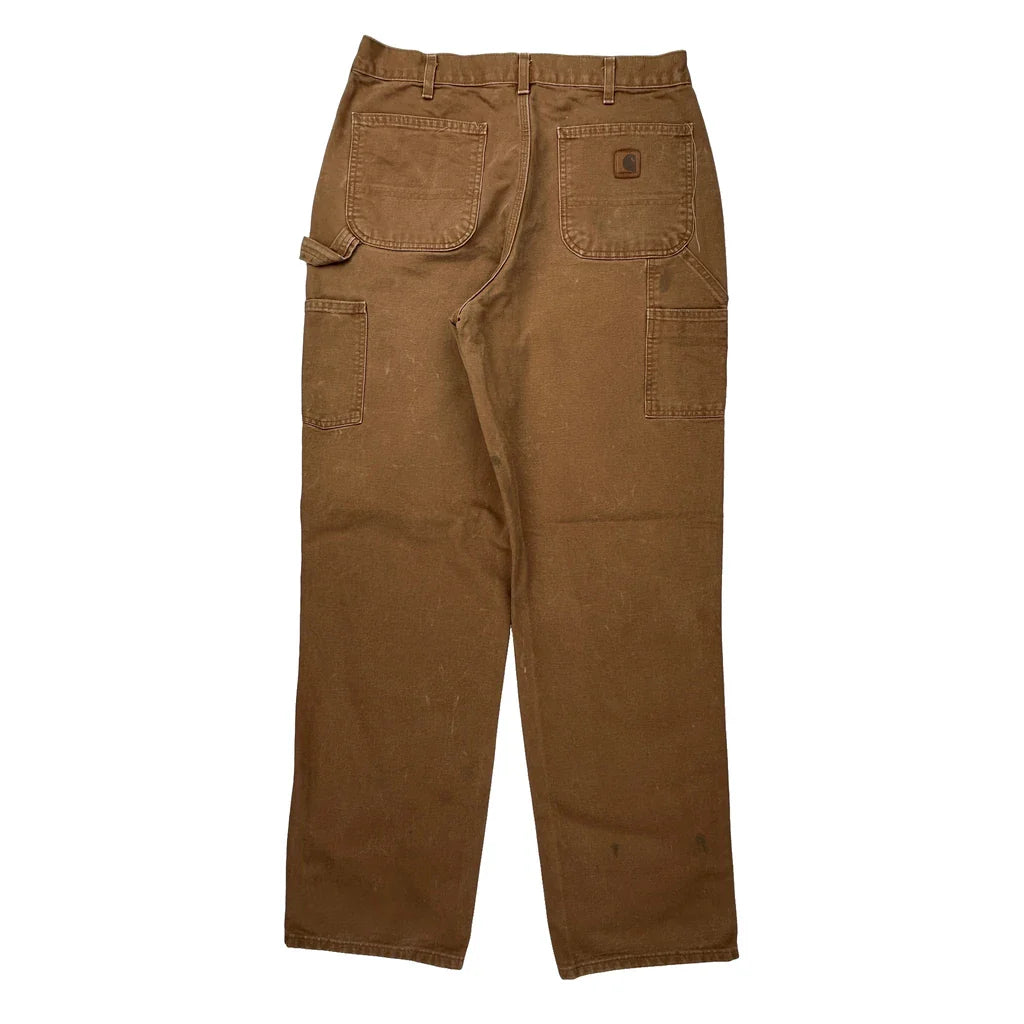 Carhartt Carpenter Trousers - 32W 31L Brown Cotton Refurbished - Thrifted (note: this is a term often used to describe second- refurbished available on Cerqular