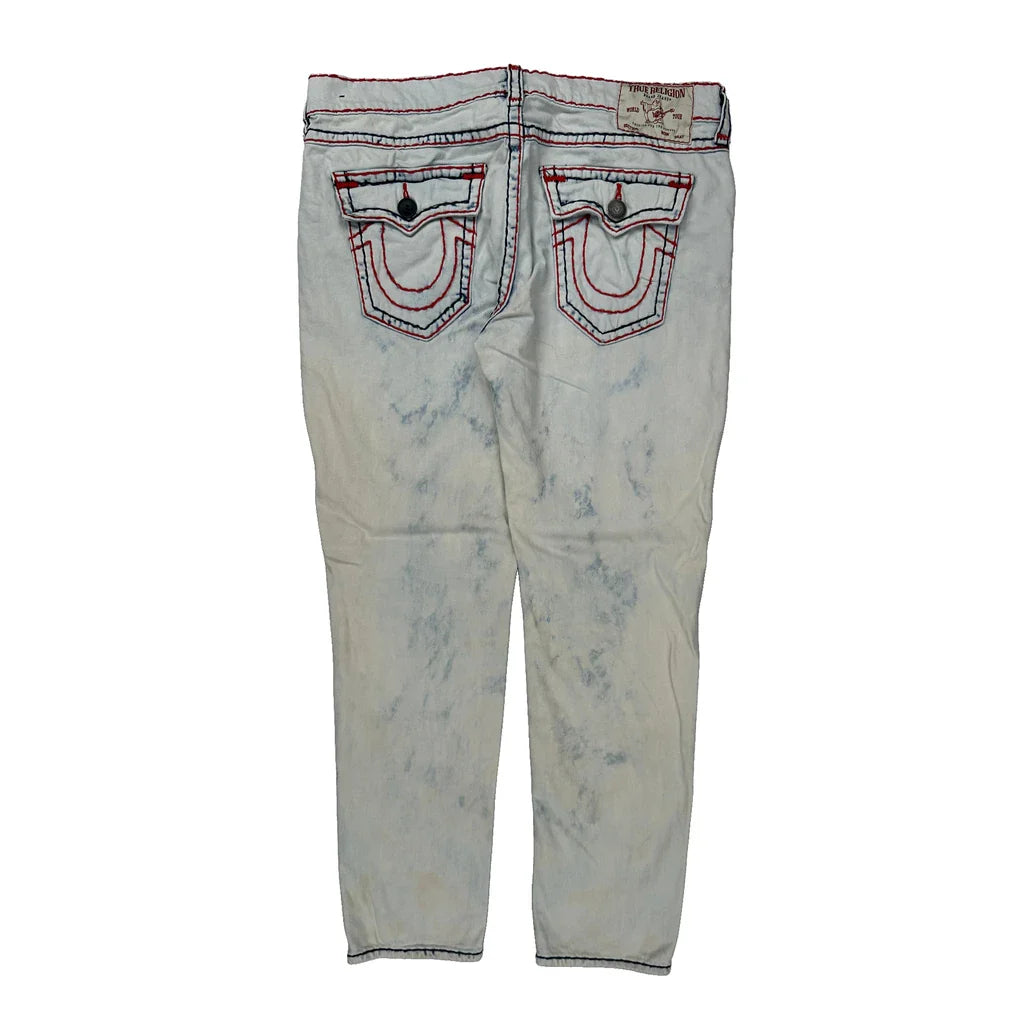 Buy True Religion Contrast Stitch Jeans - 39W 32L Light Wash Cotton Refurbished - $46.89 True Religion Contrast Stitch Jeans - 39W 32L Light Wash Cotton Refurbished - Thrifted (note: this is a term often used to describe second- refurbished available on Cerqular