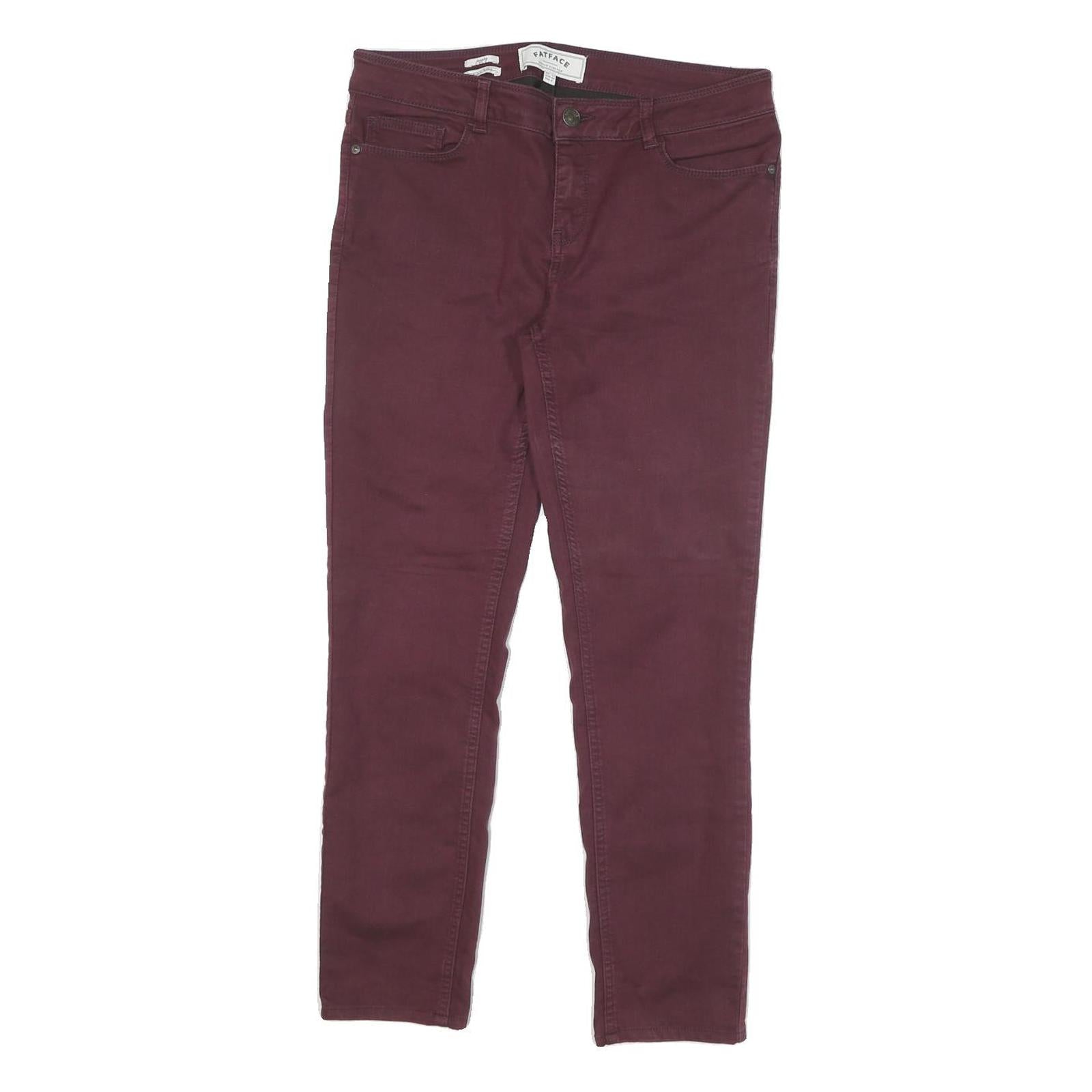 FAT FACE Womens Slim Skinny Cotton Blend Jeans Burgundy W30 L26 Zip Pockets Refurbished - N/A refurbished available on Cerqular
