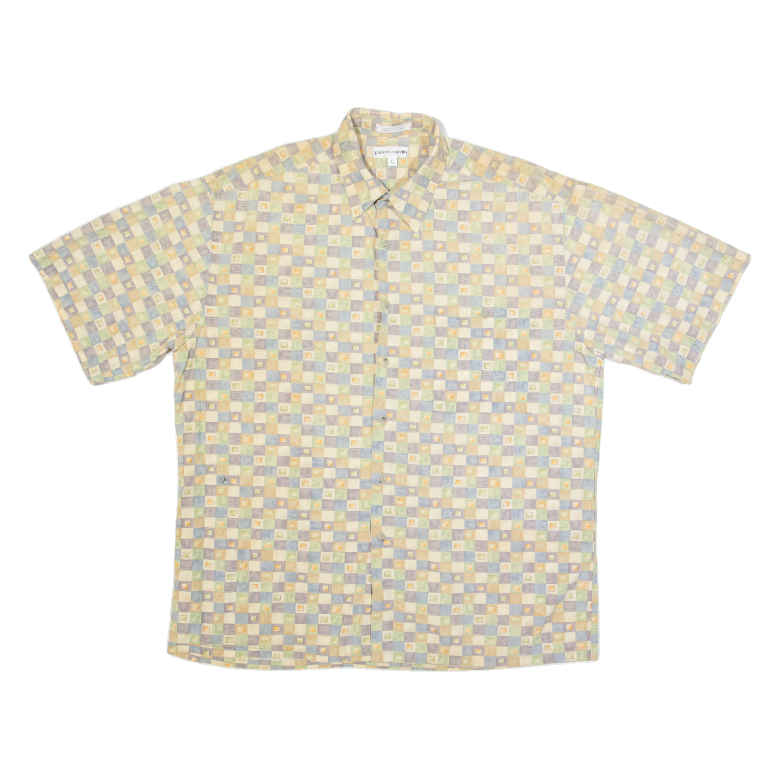 PIERRE CARDIN Mens Shirt Cream 90s Check L Refurbished - N/A refurbished available on Cerqular