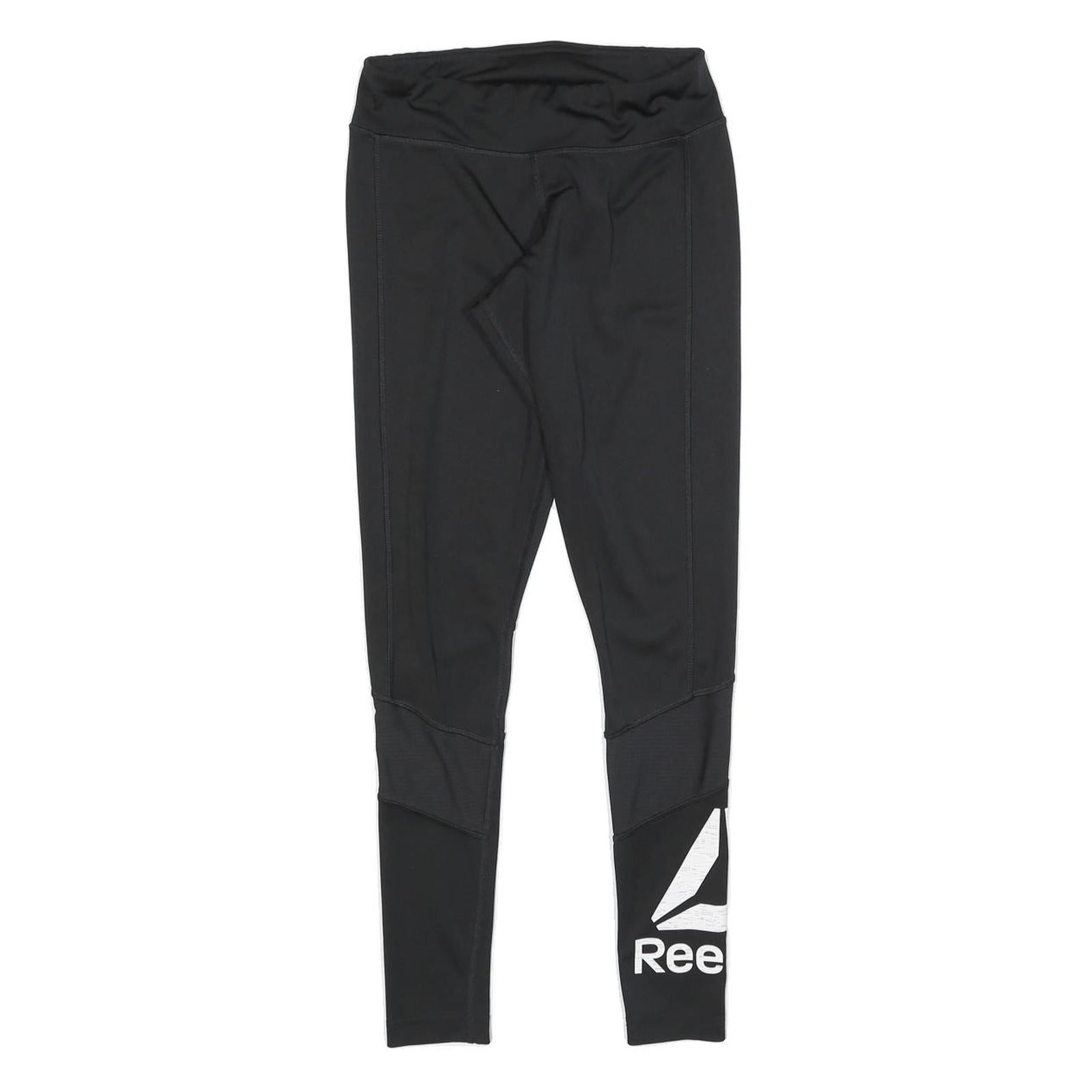 REEBOK Womens Joggers Black S W24 L26 Polyester Fit Slim Logo Detail Refurbished - N/A refurbished available on Cerqular