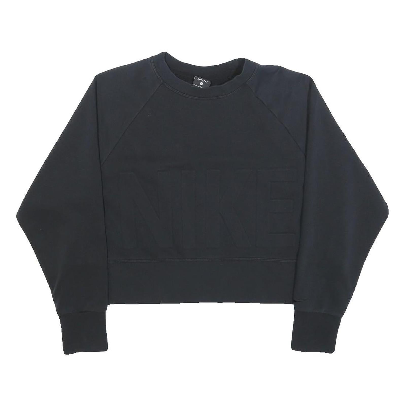 NIKE Womens Black Cotton Blend Crew Neck Sweatshirt M Casual Pullover Crop Top Refurbished - N/A refurbished available on Cerqular