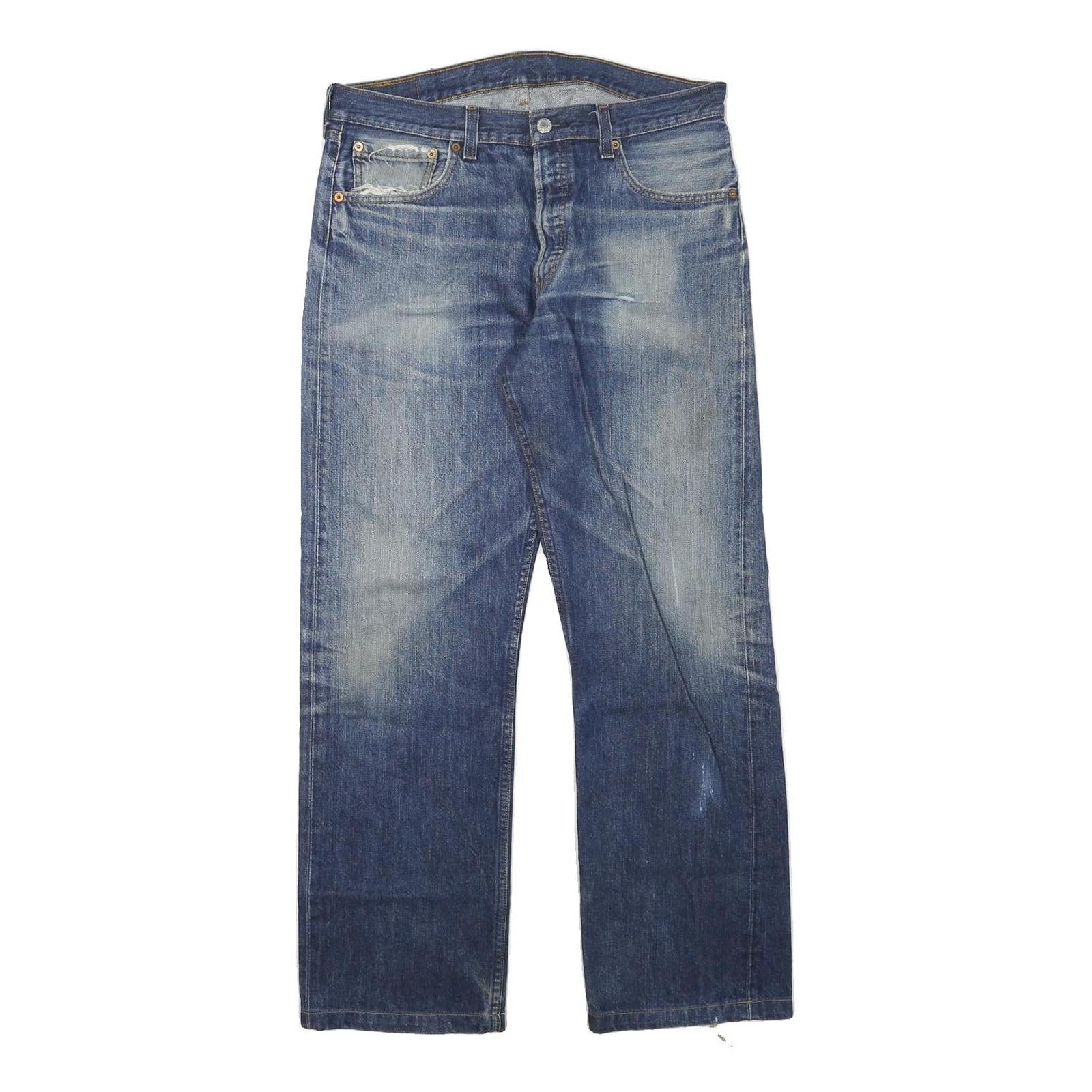 LEVI'S Mens Jeans Blue Regular Straight Denim Medium W32 L29 Button Cotton Blend Refurbished - N/A refurbished available on Cerqular
