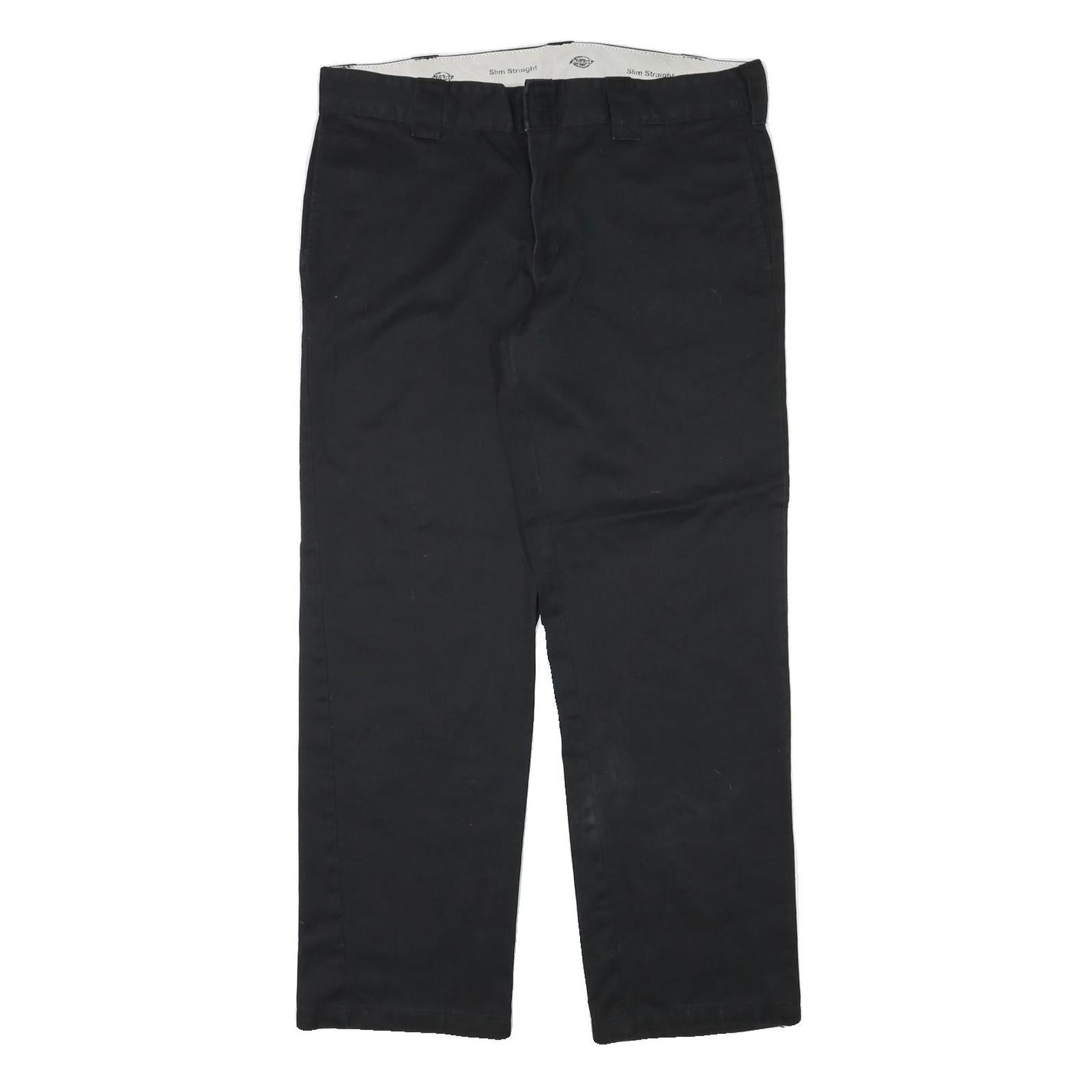 DICKIES Mens Cotton Blend Slim Black Trousers W36 L30 Zip Closure Durable Refurbished - N/A refurbished available on Cerqular