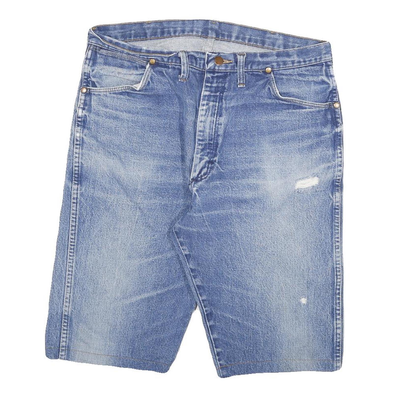 WRANGLER Mens Denim Blue Casual Shorts XL W34 Comfortable Cotton Blend Refurbished - N/A refurbished available on Cerqular