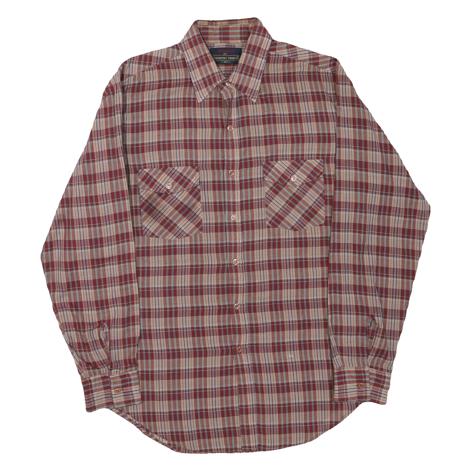 SPORTSWEAR Mens Red & Beige Check Shirt M Long Sleeve Cotton Blend Casual Refurbished - N/A refurbished available on Cerqular