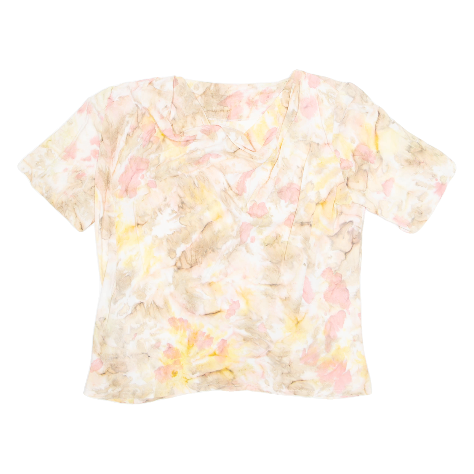 Tie-dye Womens Printed Blouse Beige Button Neck Crazy Pattern XL Refurbished - N/A refurbished available on Cerqular