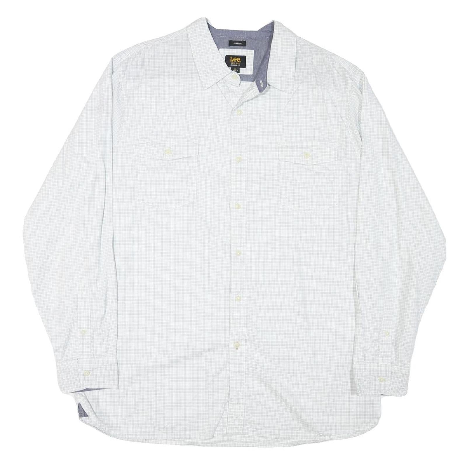 LEE Mens White Check Shirt XL Cotton Blend Casual Long Sleeve Button Shirt Refurbished - N/A refurbished available on Cerqular