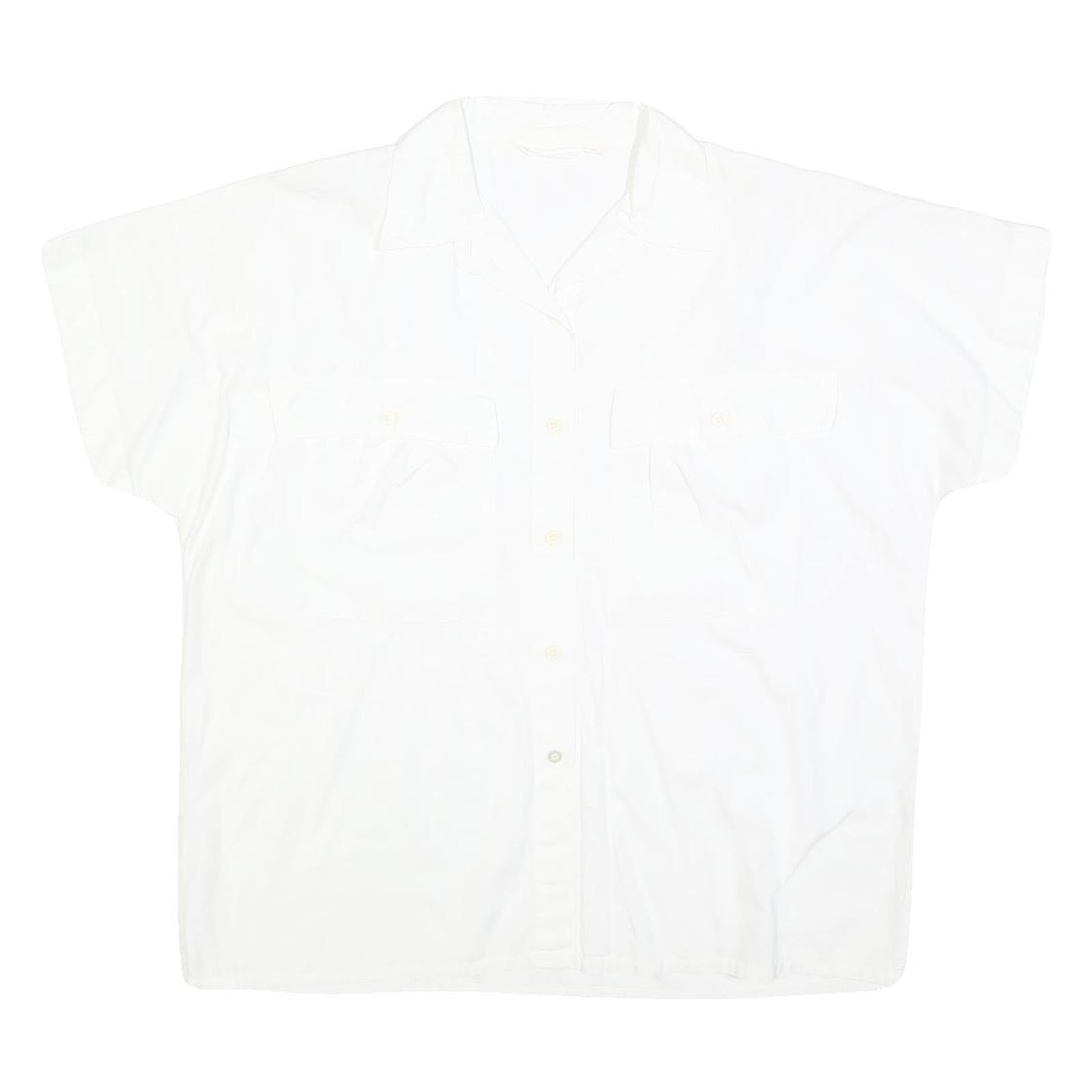 MOST SCENE Womens White Cotton Blend Shirt M Relaxed Fit Button Short Sleeve Refurbished - N/A refurbished available on Cerqular