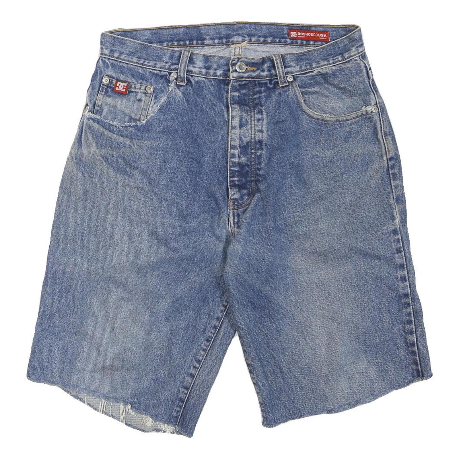 Womens Denim Blue Casual Shorts L W30 Frayed Hem Cotton Blend Loose Fit Refurbished - N/A refurbished available on Cerqular