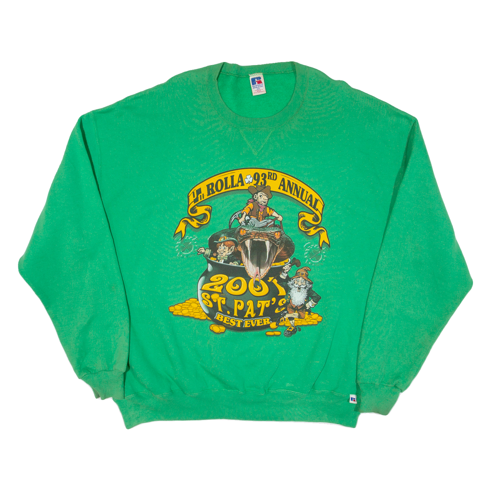RUSSELL ATHLETIC 2001 St Pat's Best Ever Mens Sweatshirt Green 2XL Refurbished - N/A refurbished available on Cerqular