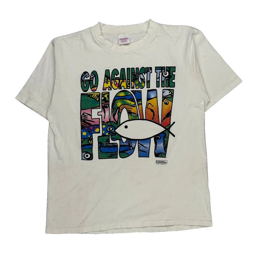 Unbranded Graphic T-Shirt - Large Multicoloured Cotton Refurbished - Thrifted (note: this is a term often used to describe second- refurbished available on Cerqular