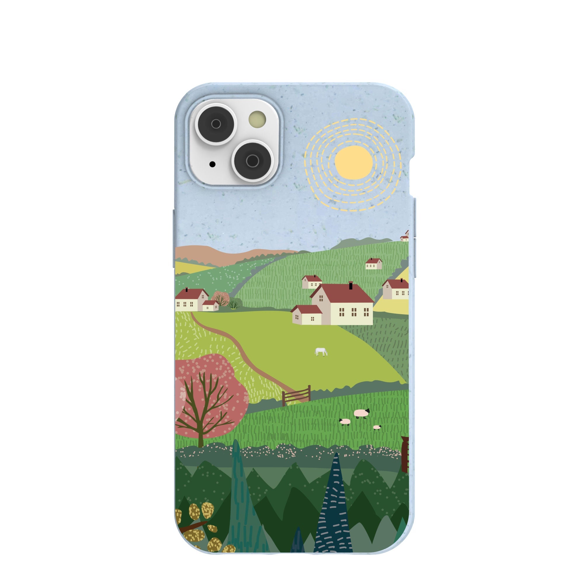 Powder Blue Sunny Countryside iPhone 14 Plus Case Refurbished - Pela Case refurbished available on Cerqular