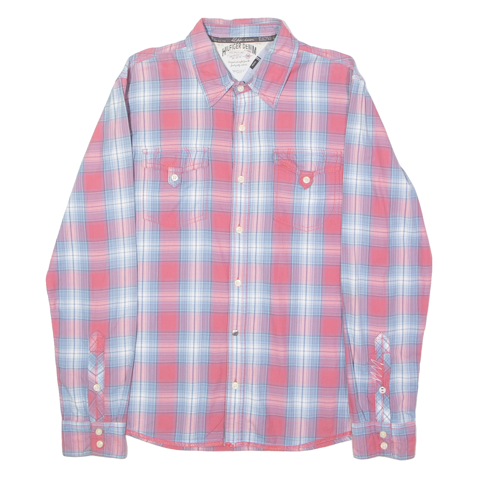 TOMMY HILFIGER Mens Shirt Red Plaid Long Sleeve M Refurbished - N/A refurbished available on Cerqular