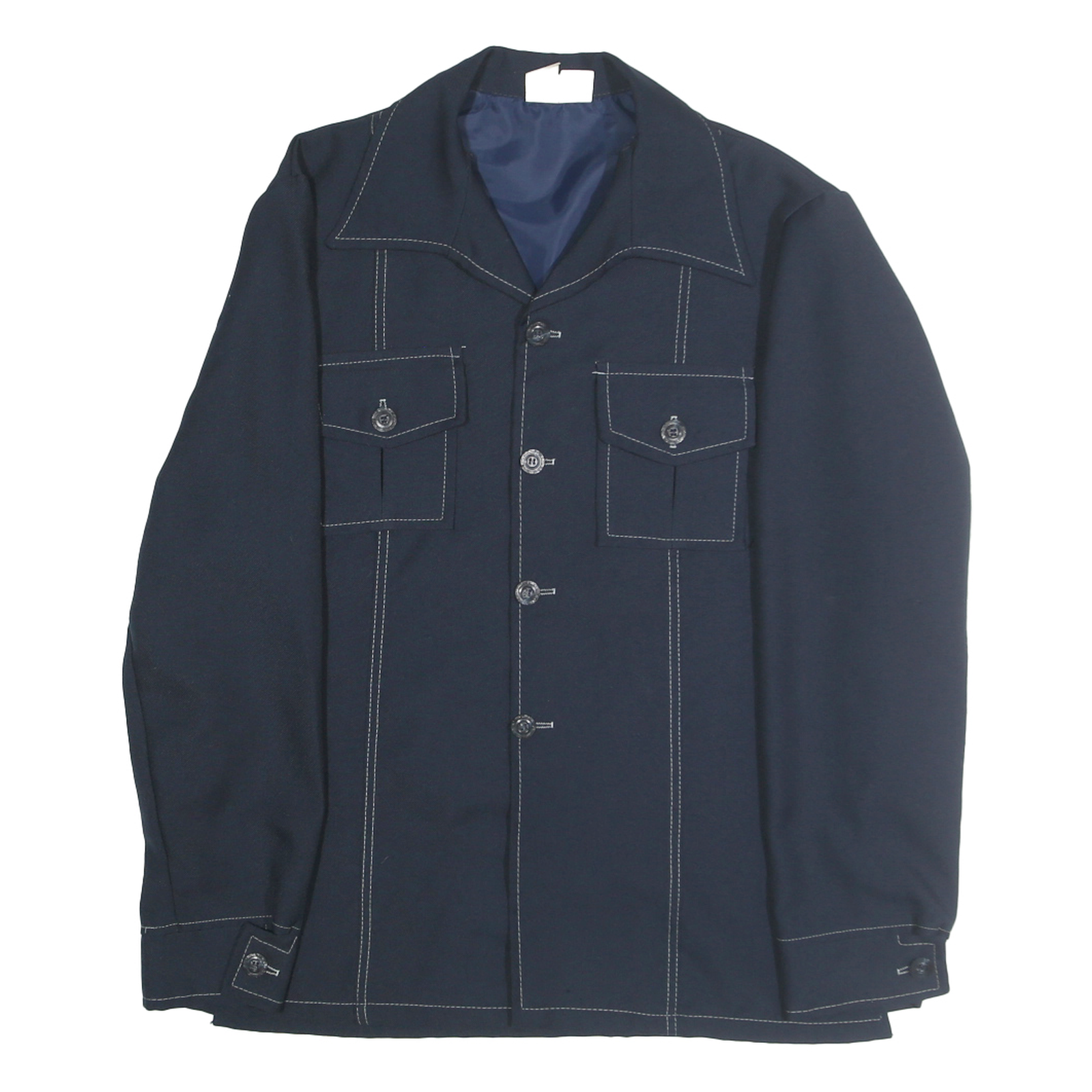 Buy Mens Navy Blue Plain Shirt M Jacket Style Contrast Stitching Refurbished - $46.79 Mens Navy Blue Plain Shirt M Jacket Style Contrast Stitching Refurbished - N/A refurbished available on Cerqular