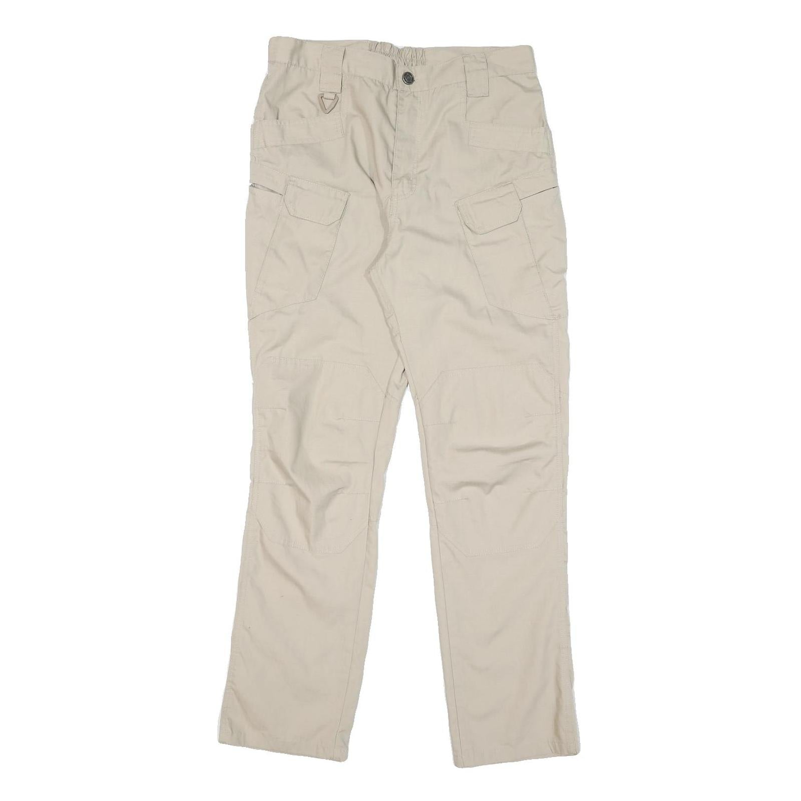 Mens Cotton Blend Beige Regular Fit Straight Leg Trousers W30 L30 Casual Wear Refurbished - N/A refurbished available on Cerqular