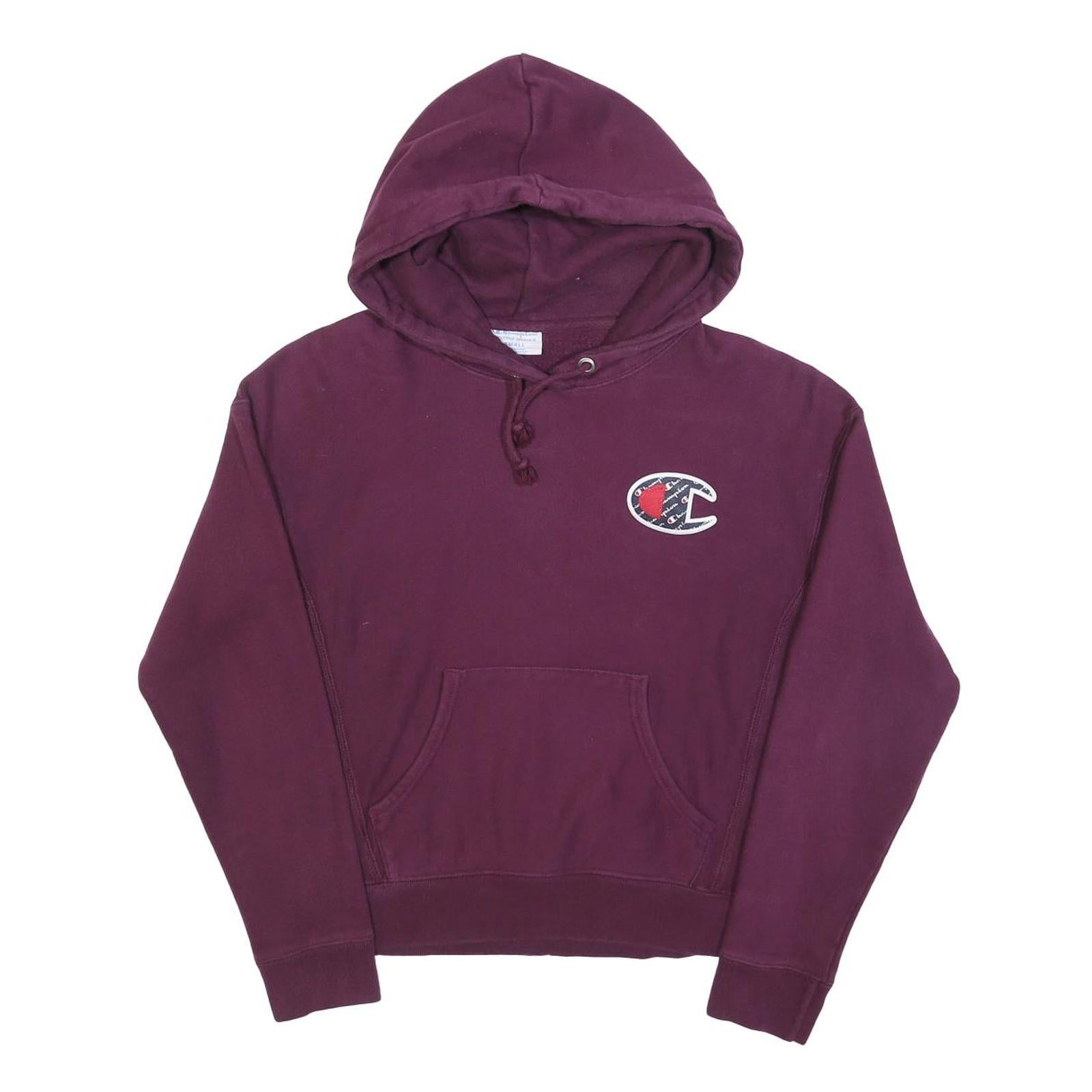 CHAMPION Womens Maroon Cotton Blend Hoodie S Classic Logo Sweatshirt Refurbished - N/A refurbished available on Cerqular