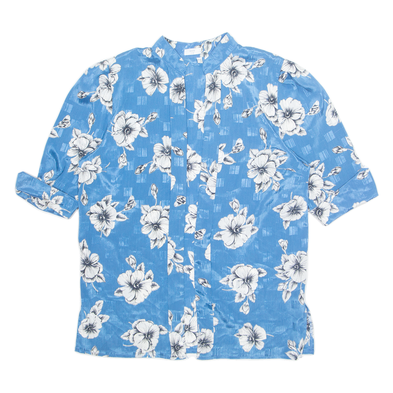 Womens Kimono Blouse Blue Button Neck Off Shoulder Floral UK 14 Refurbished - N/A refurbished available on Cerqular