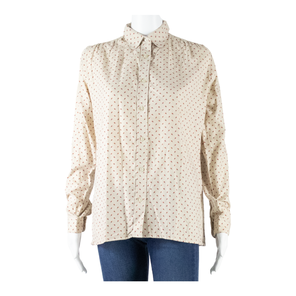 Womens Printed Blouse Pink Long Sleeve Spotted M Refurbished - N/A refurbished available on Cerqular