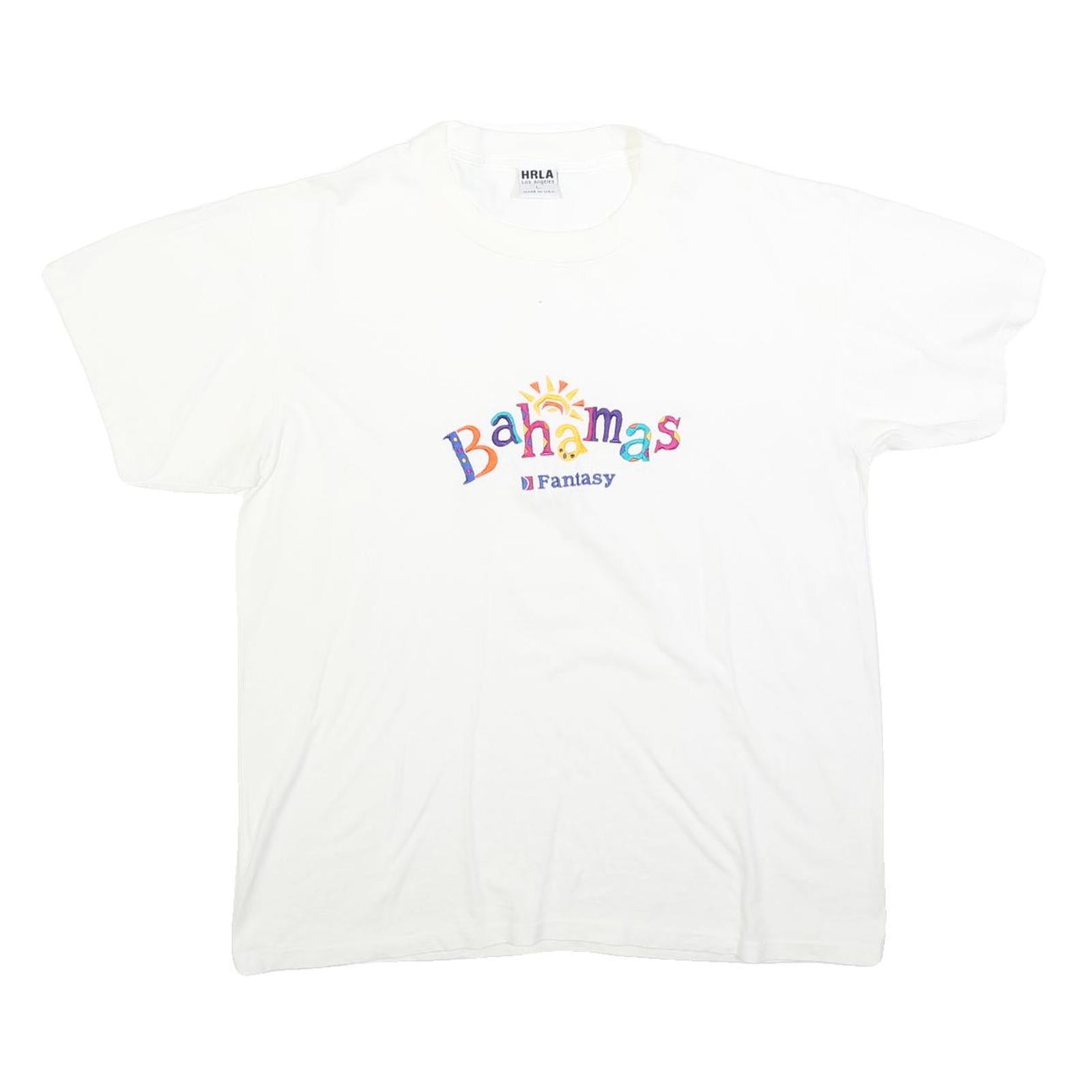 HRLA Mens White Bahamas Fantasy Graphic T-Shirt L Short Sleeve Crew Neck Refurbished - N/A refurbished available on Cerqular