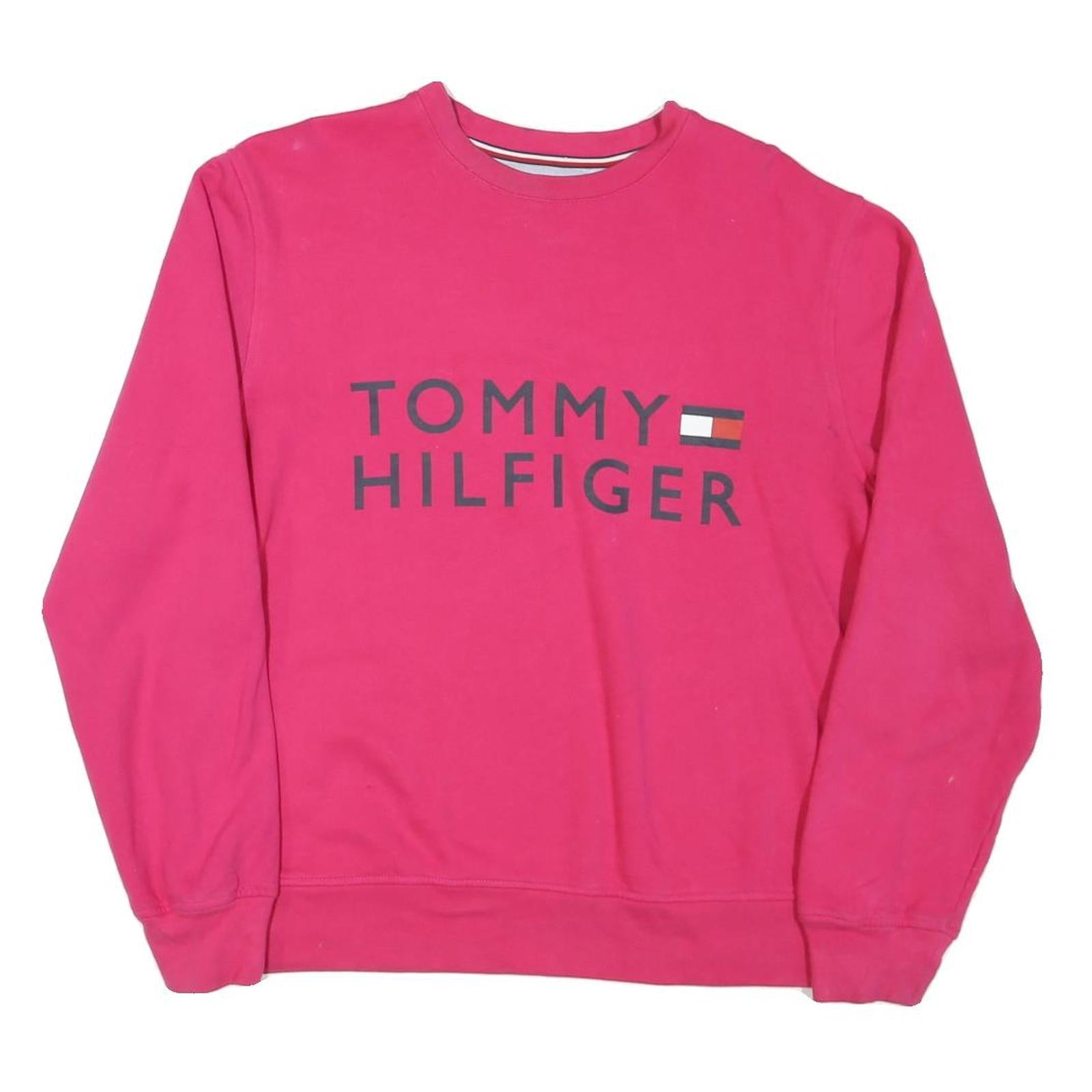 TOMMY HILFIGER Womens Pink Crew Neck Sweatshirt L Cotton Blend Casual Pullover Refurbished - N/A refurbished available on Cerqular