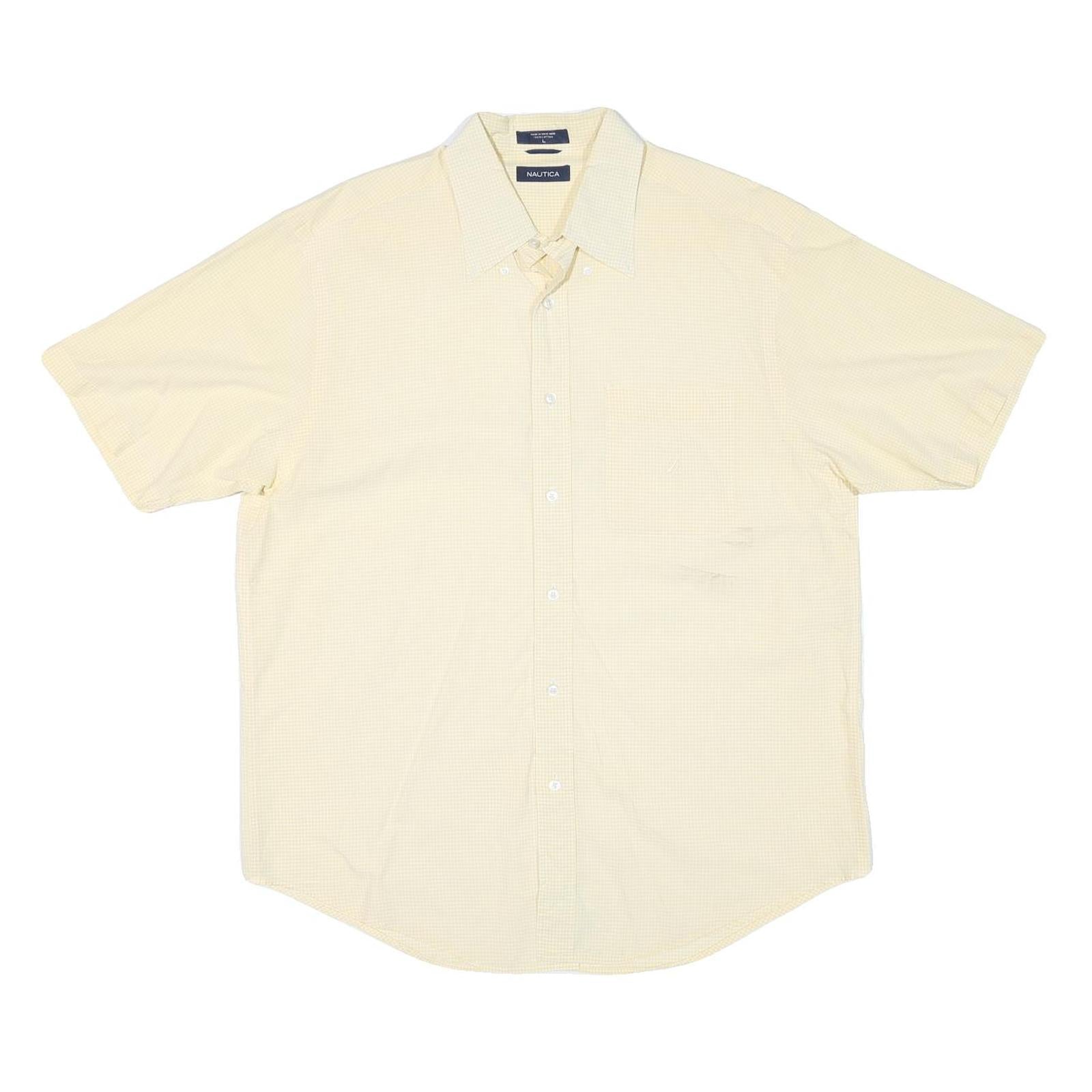 NAUTICA Mens Yellow & Cream Check Cotton Blend Shirt L Casual Smart Button-Up Refurbished - N/A refurbished available on Cerqular