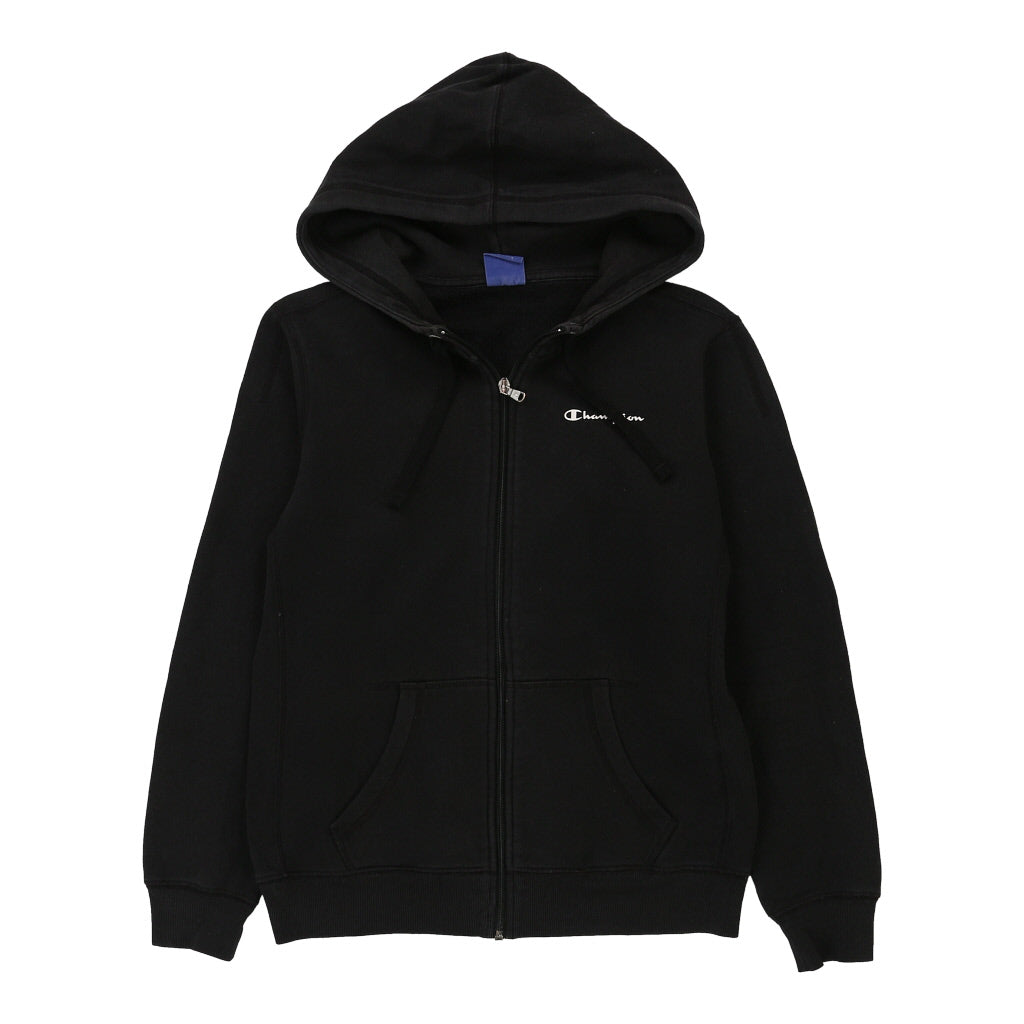 Age 13-14 Champion Hoodie - XL Black Cotton Refurbished - Thrifted (note: this is a term often used to describe second- refurbished available on Cerqular