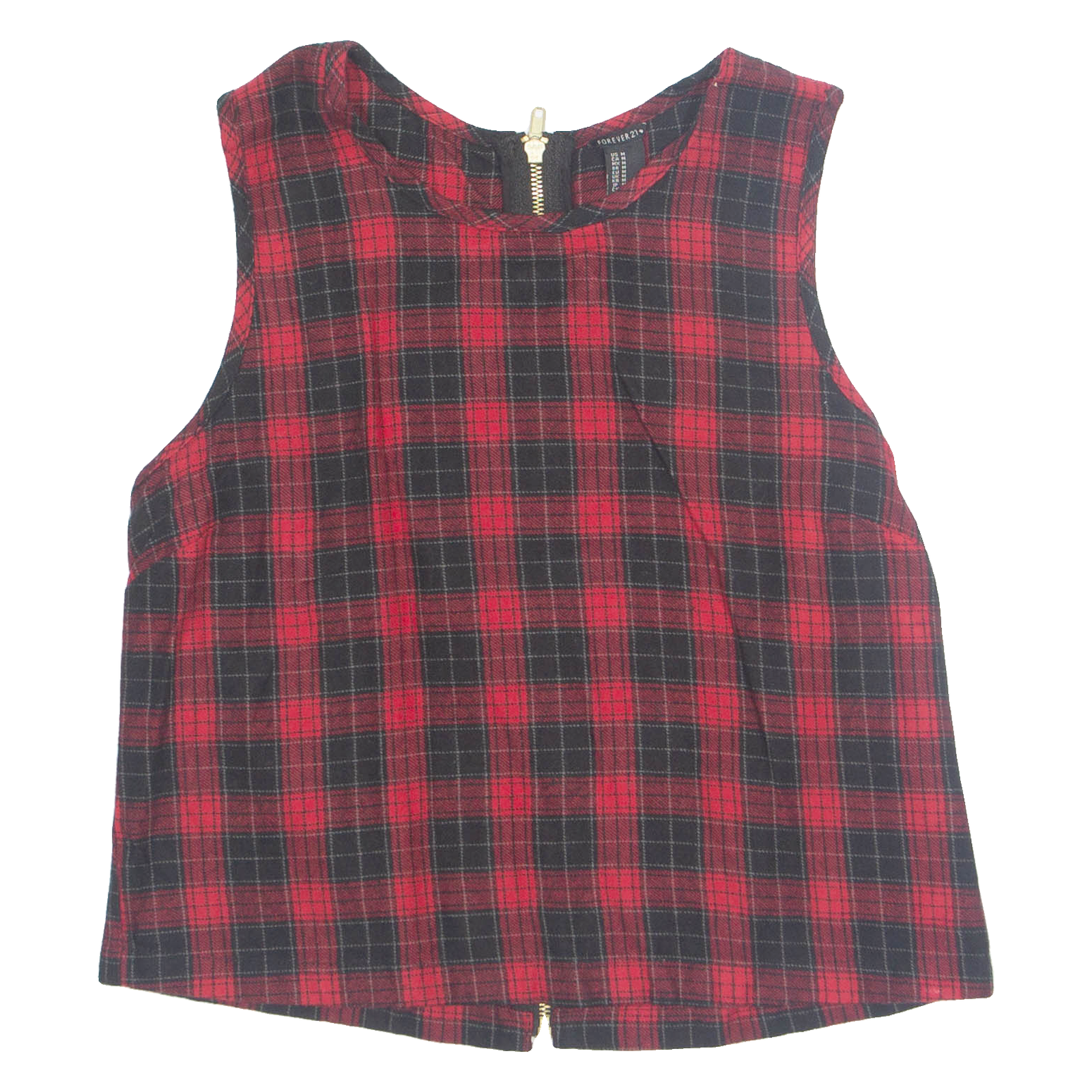 FOREVER 21 Womens Printed Top Red Sleeveless Plaid M Refurbished - N/A refurbished available on Cerqular
