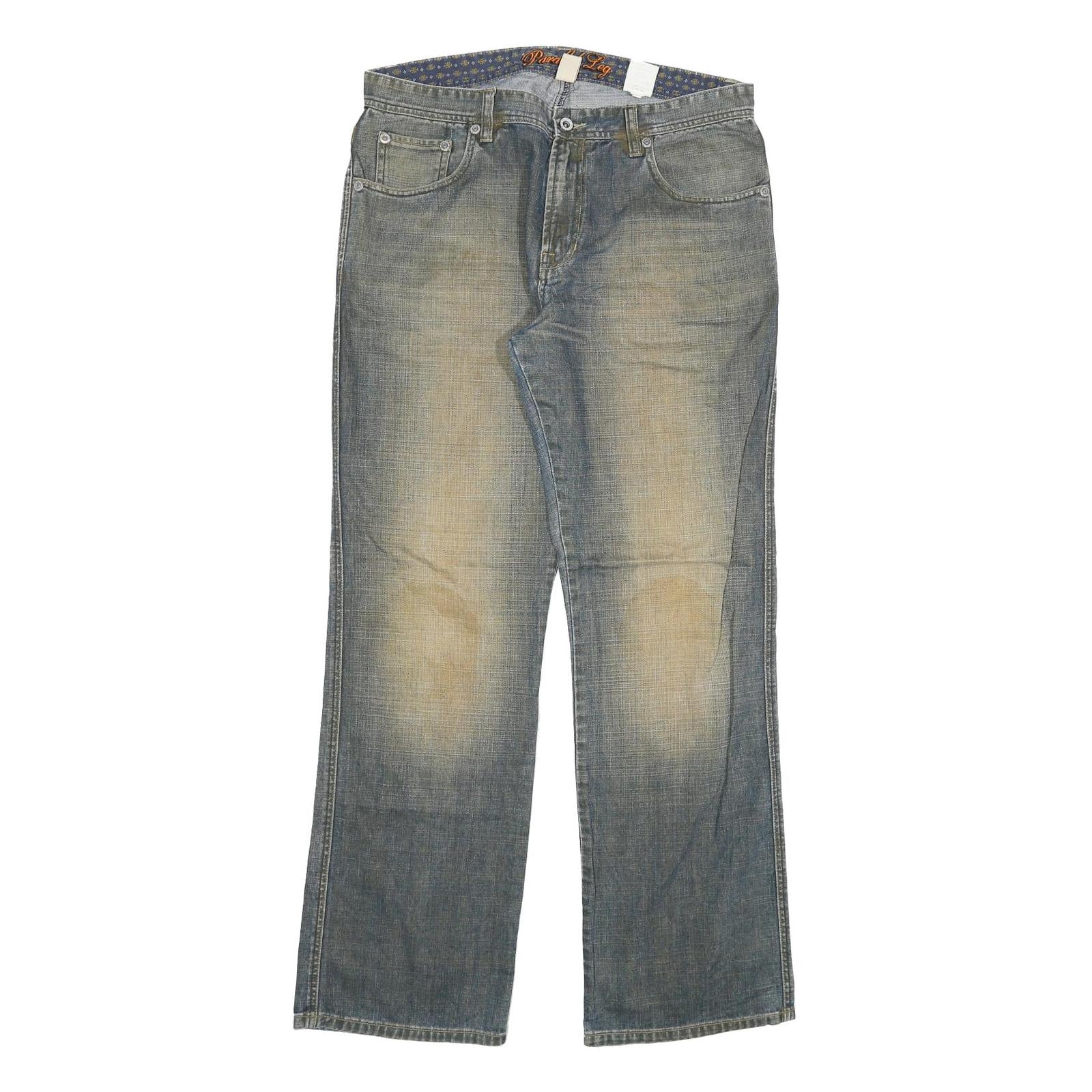 PARALLEL LEG Mens Jeans Blue Relaxed Straight Denim Medium W34 L33 Casual Zip Refurbished - N/A refurbished available on Cerqular