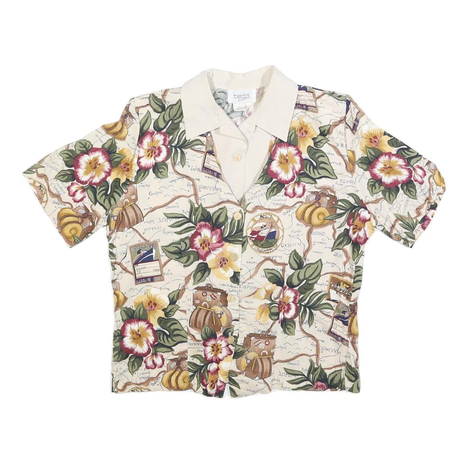 Buy TEDDI Womens Cream Floral Map Print Shirt Short Sleeve Collared M Casual Top Refurbished - $18.19 TEDDI Womens Cream Floral Map Print Shirt Short Sleeve Collared M Casual Top Refurbished - N/A refurbished available on Cerqular