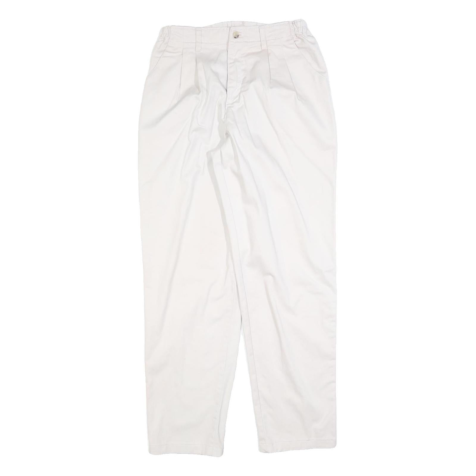 LEE Womens Cotton Blend White Relaxed Trousers W28 L32 Elastic Waist Zip Closure Refurbished - N/A refurbished available on Cerqular