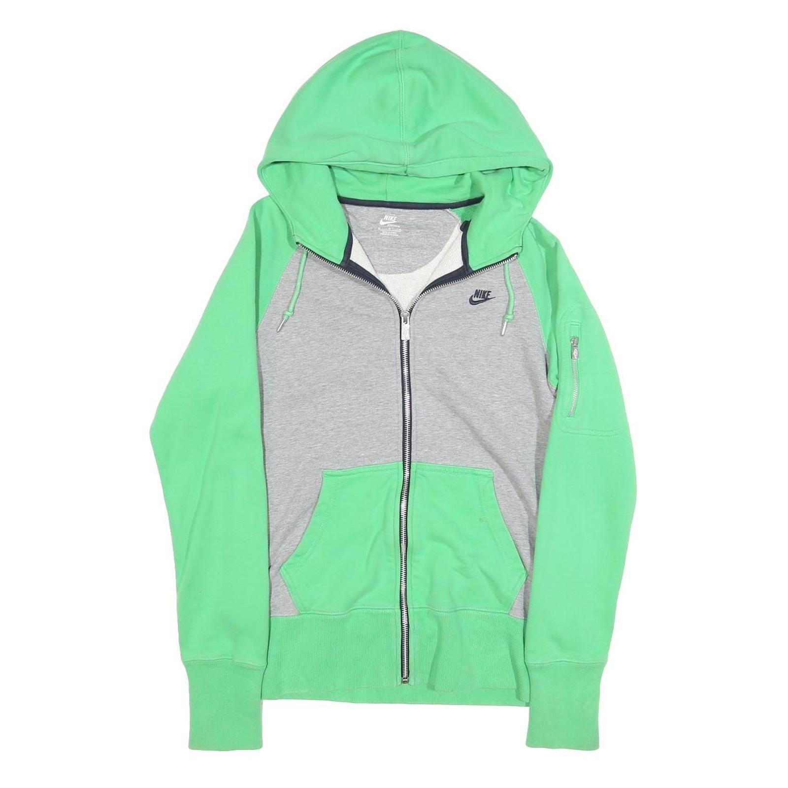 NIKE Mens Green & Grey Zip Up Hoodie M Cotton Blend Casual Sportswear Refurbished - N/A refurbished available on Cerqular