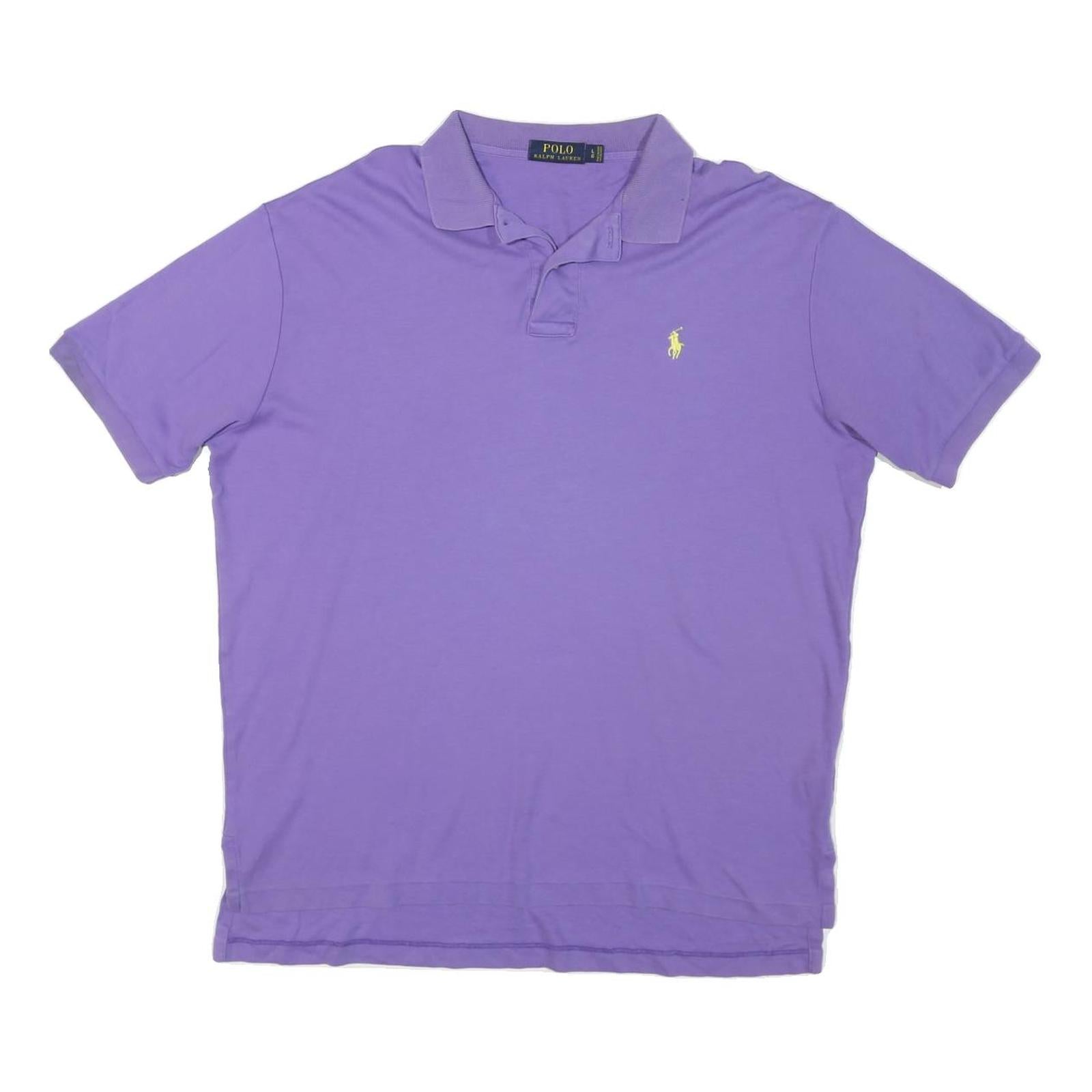 POLO RALPH LAUREN Mens Purple Short Sleeve Plain Polo Shirt L Cotton Blend Refurbished - N/A refurbished available on Cerqular