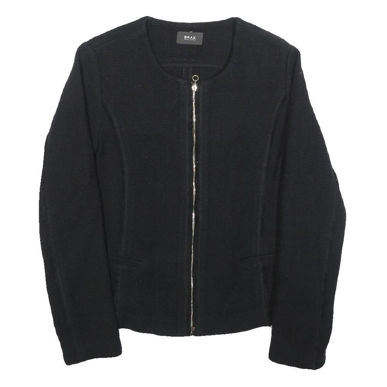 Buy BRAX Womens Black Cotton Jacket S Woven Zip Front Minimalist Design Refurbished - $37.69 BRAX Womens Black Cotton Jacket S Woven Zip Front Minimalist Design Refurbished - N/A refurbished available on Cerqular
