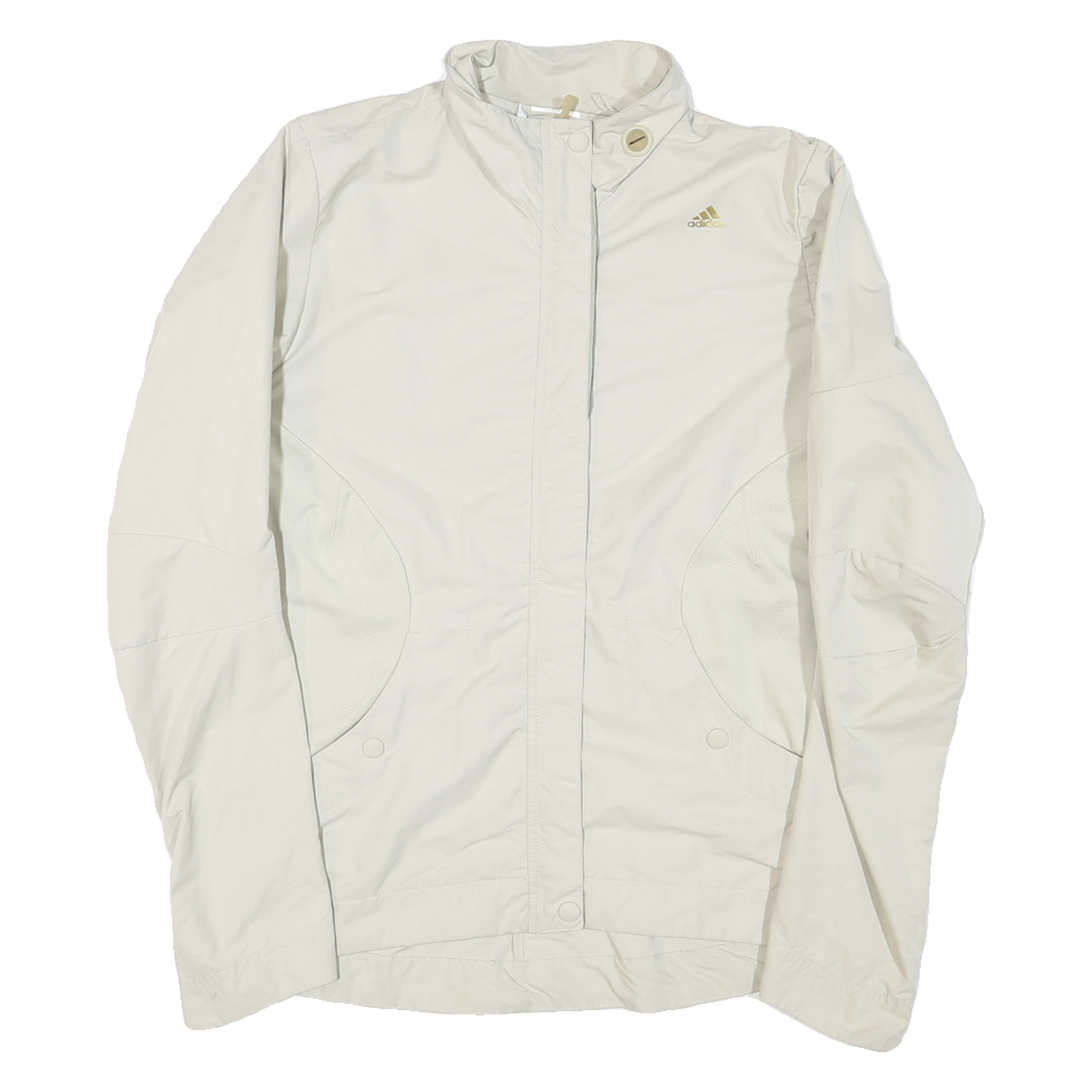 ADIDAS Womens Cream Nylon Zip Jacket L Plain Lightweight Sportswear Refurbished - N/A refurbished available on Cerqular