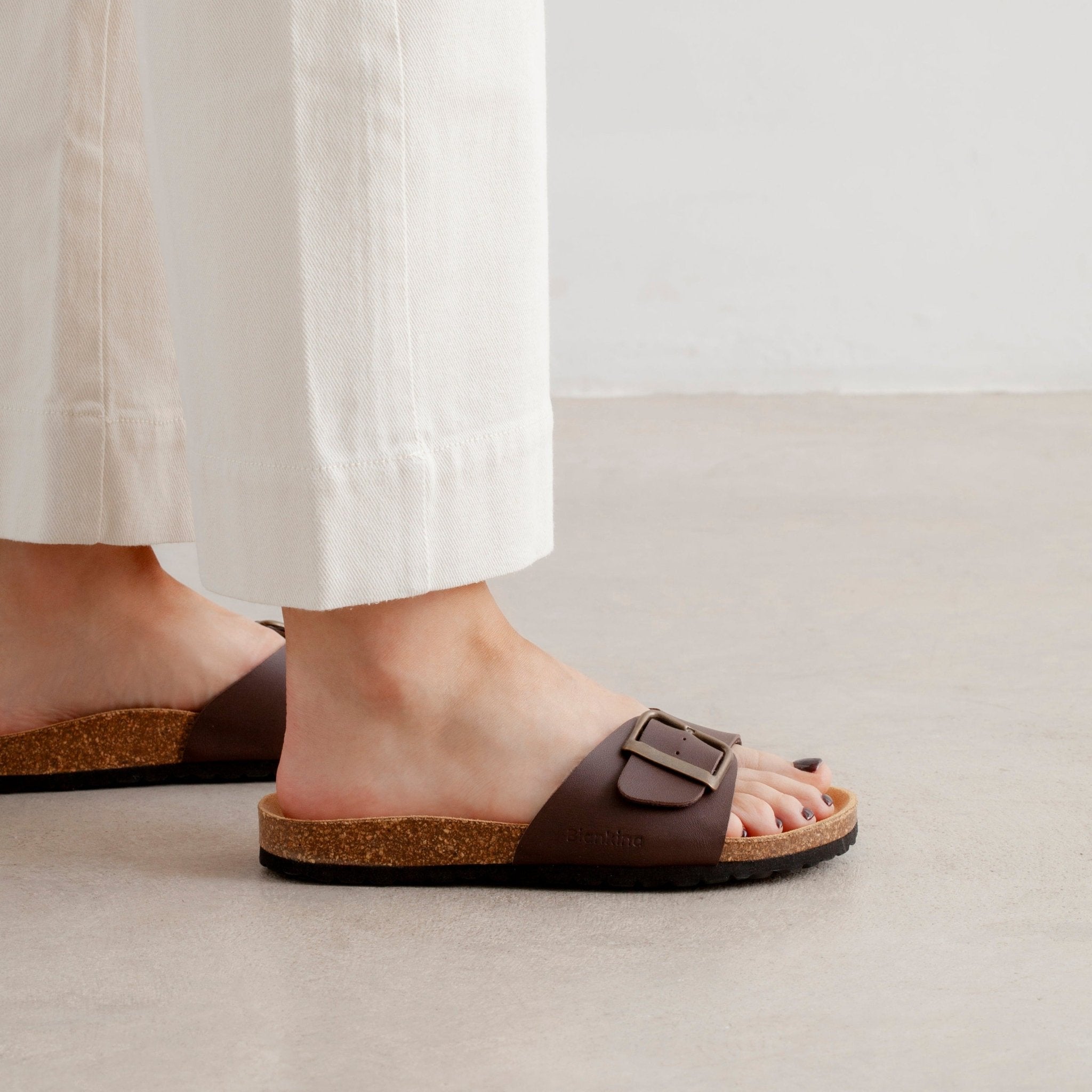 Cordoba Vegan Leather Slide Cork Sandal - Brown | Select Size: 5 US (36EU) | Color: Brown Refurbished - N/A refurbished available on Cerqular