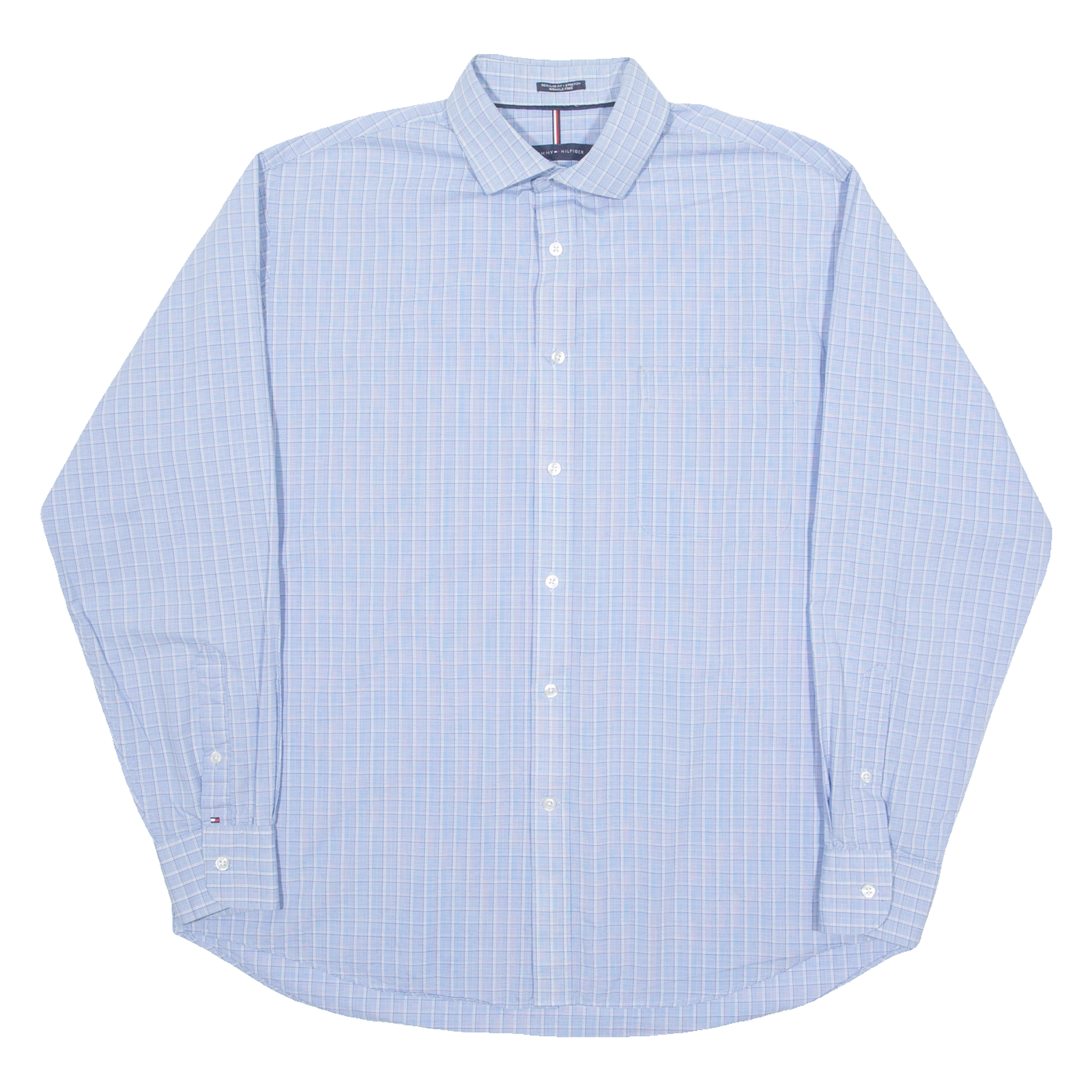 TOMMY HILFIGER Mens Shirt Blue Check Long Sleeve L Refurbished - N/A refurbished available on Cerqular