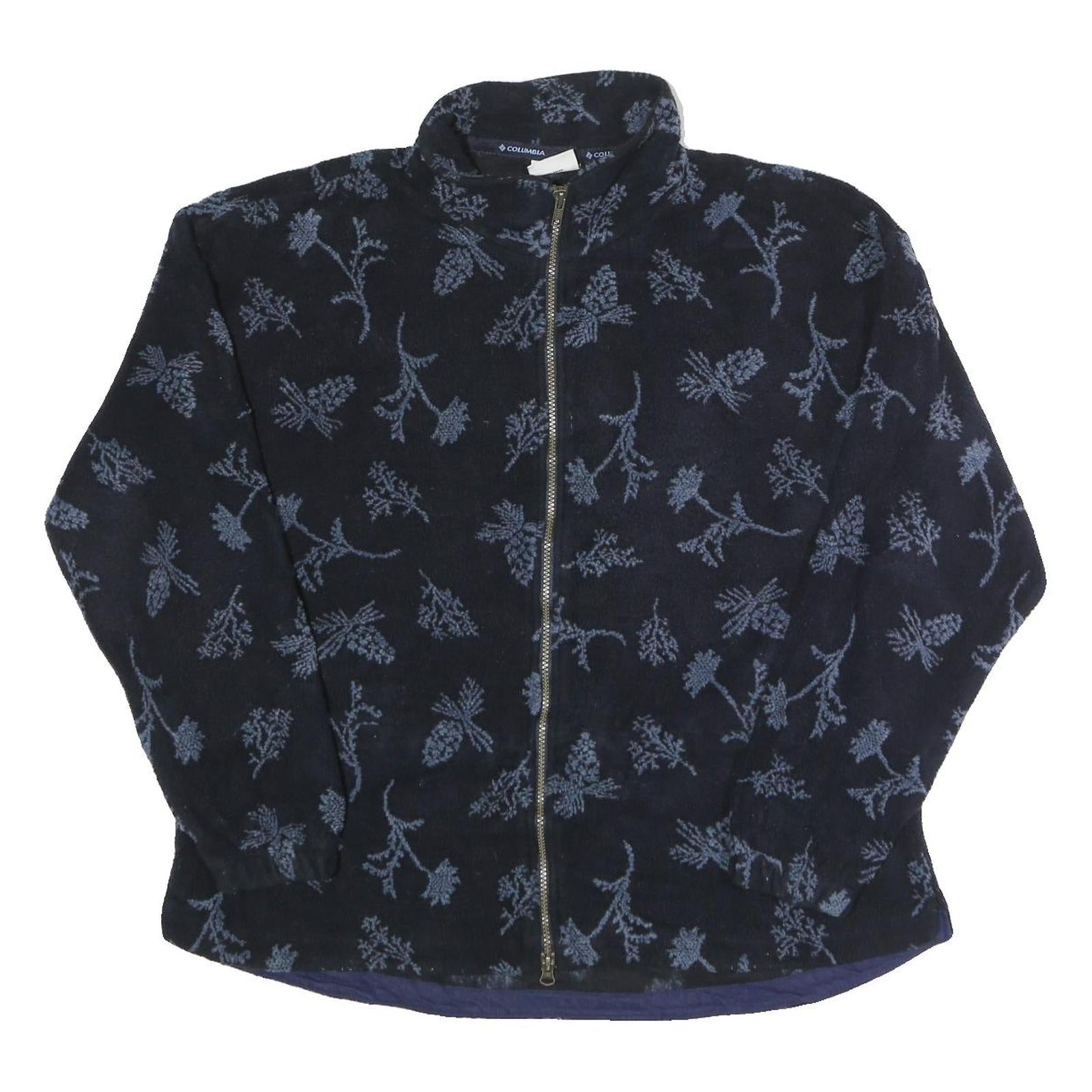 COLUMBIA Womens Navy Blue Jacket XL Polyester Zip Floral Pattern Outdoor Fleece Refurbished - N/A refurbished available on Cerqular