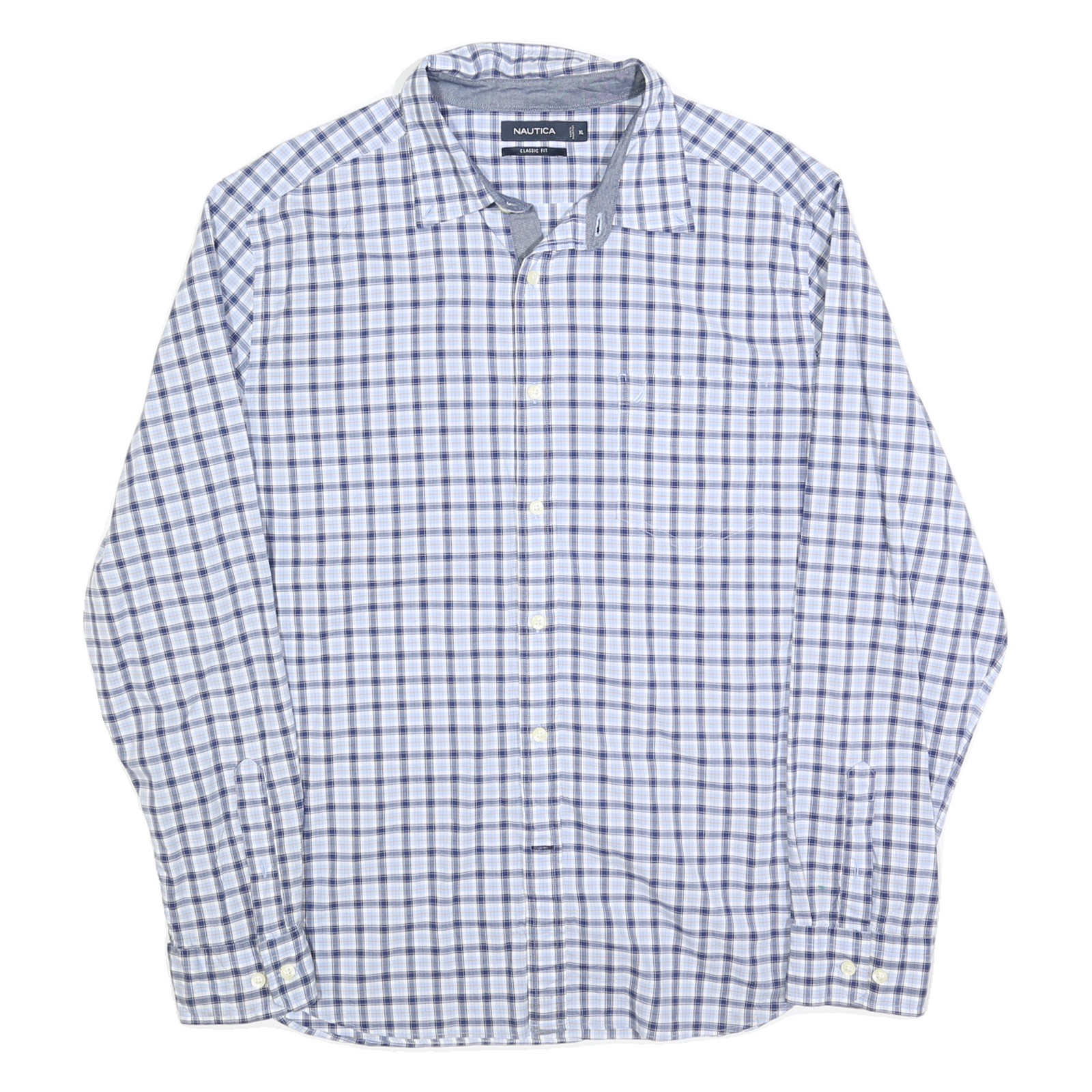 Buy NAUTICA Mens Blue & White Check Shirt XL Classic Fit Cotton Blend Casual Long Refurbished - $25.99 NAUTICA Mens Blue & White Check Shirt XL Classic Fit Cotton Blend Casual Long Refurbished - N/A refurbished available on Cerqular