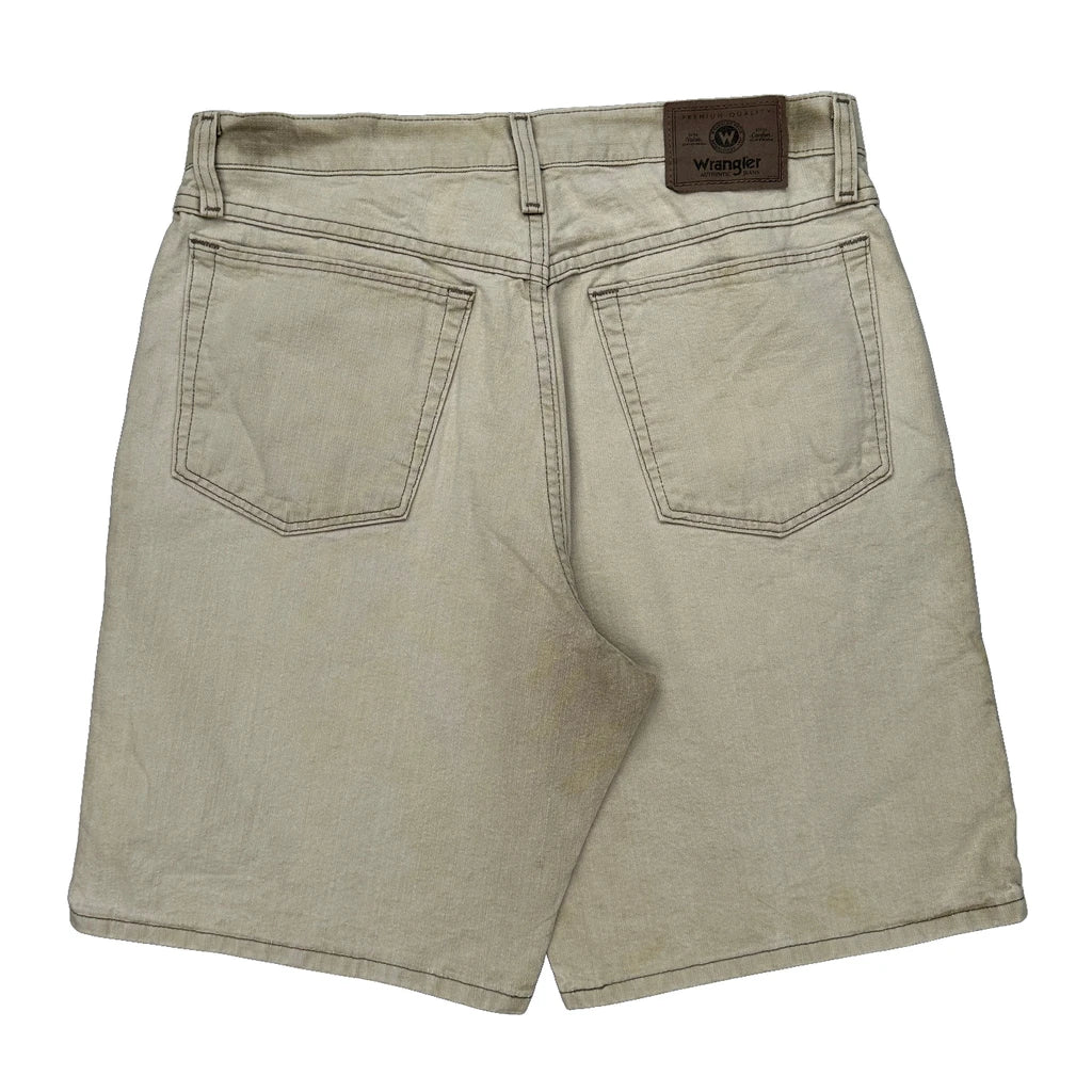 Wrangler Denim Shorts - 32W 9L Beige Cotton Refurbished - Thrifted (note: this is a term often used to describe second- refurbished available on Cerqular