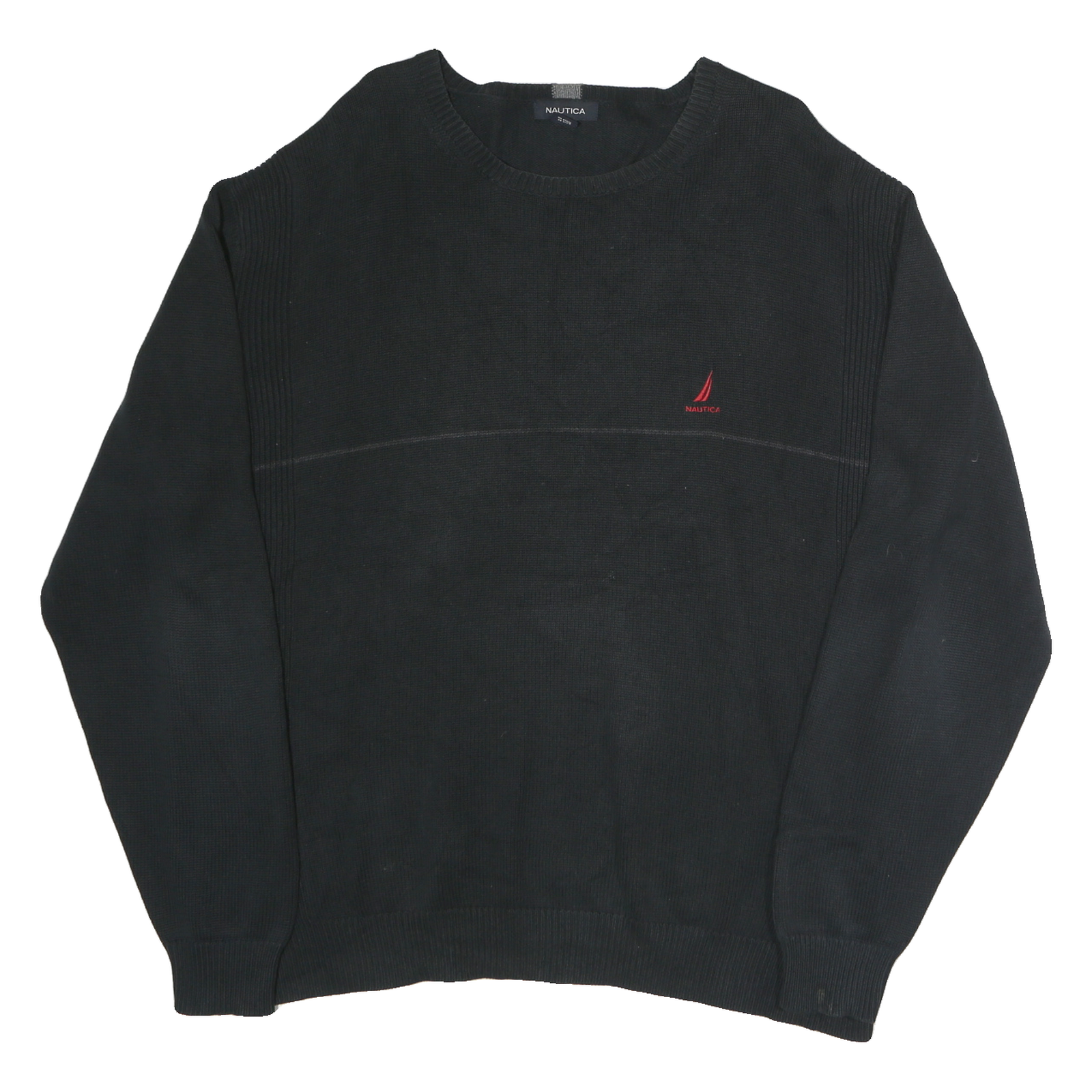 NAUTICA Mens Black Cotton Plain Crew Neck Basic Knit Jumper XL Casual Refurbished - N/A refurbished available on Cerqular