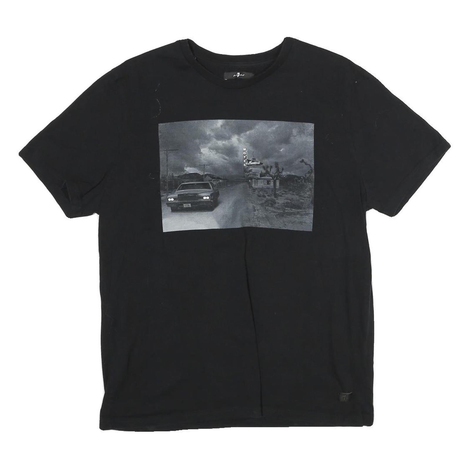 7 FOR ALL MANKIND Mens Black Graphic T-Shirt M Short Sleeve Crew Neck Casual Refurbished - N/A refurbished available on Cerqular