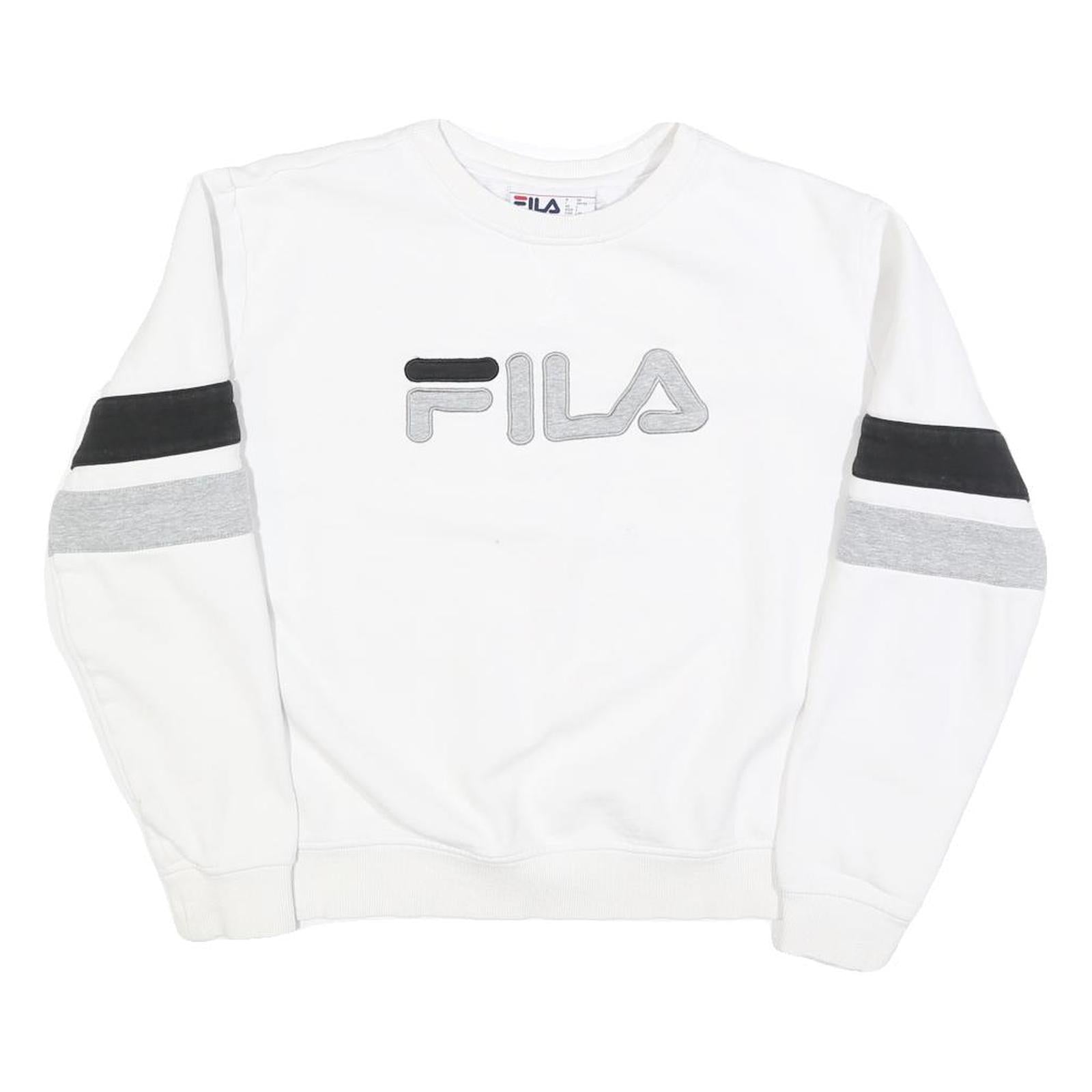 FILA Womens White & Black Sweatshirt Crew Neck L Cotton Blend Logo Pullover Refurbished - N/A refurbished available on Cerqular