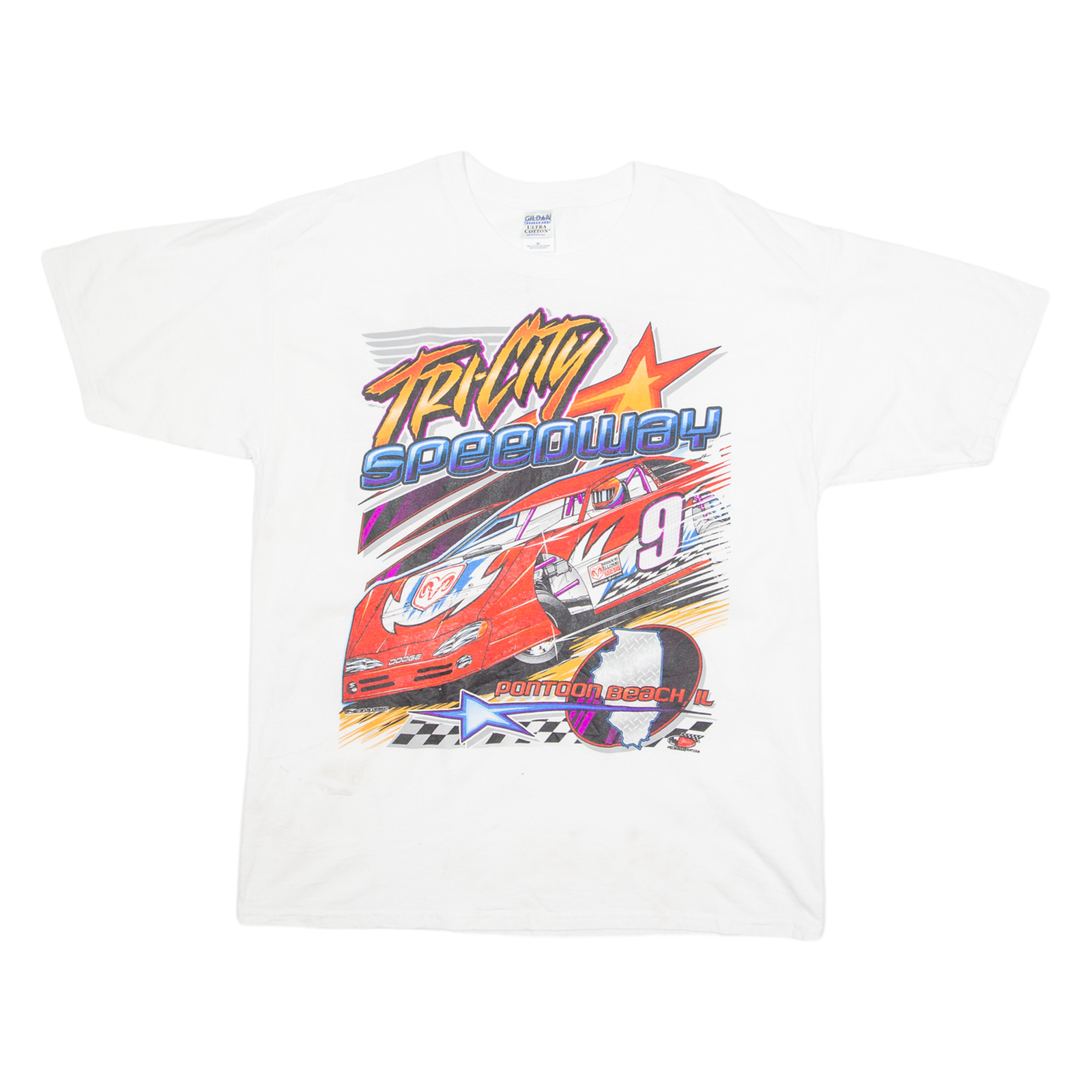 GILDAN Tri-City Speedway Pontoon Beach Mens T-Shirt White USA XL Refurbished - N/A refurbished available on Cerqular