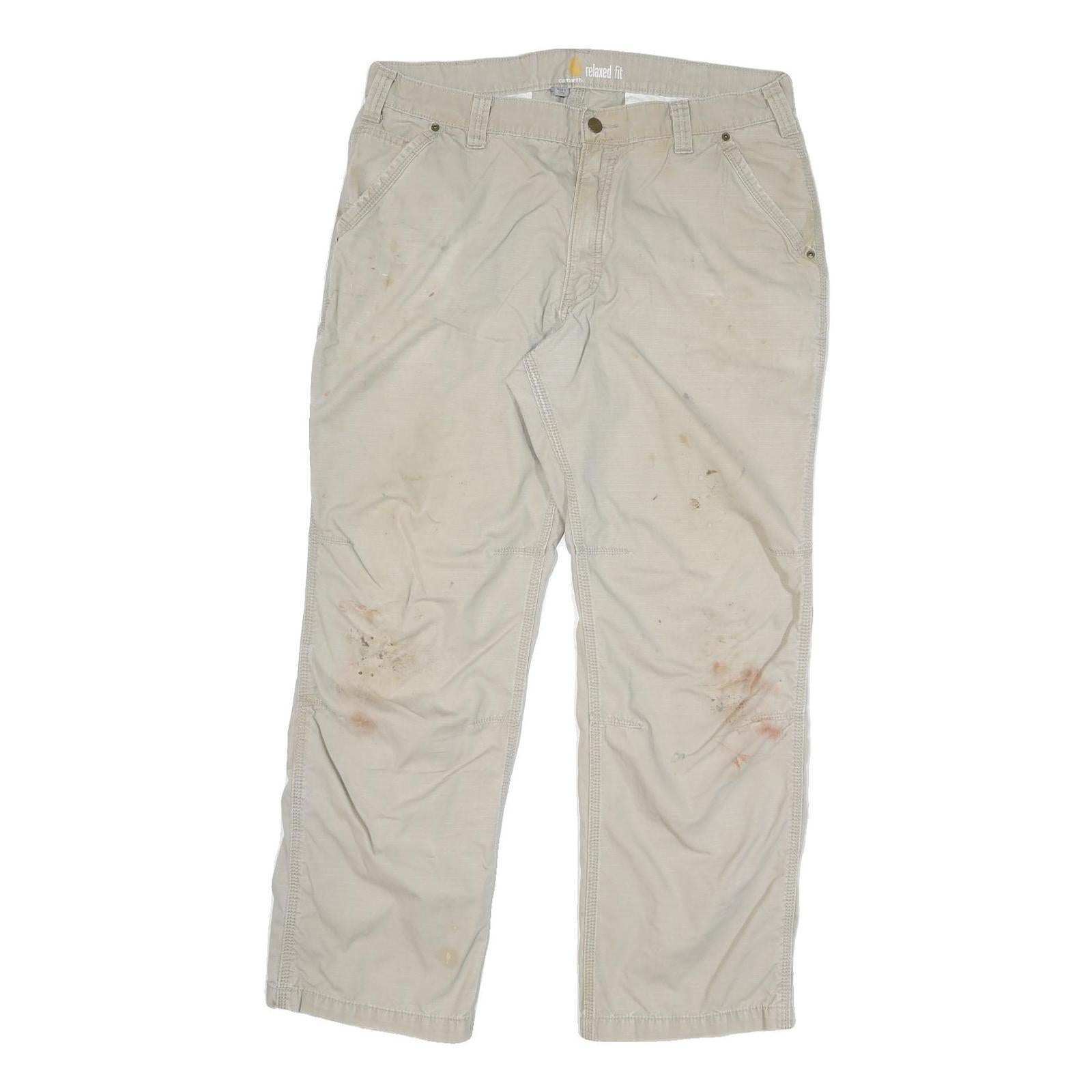 CARHARTT Mens Cotton Blend Beige Relaxed Fit Straight Trousers W38 L32 Workwear Refurbished - N/A refurbished available on Cerqular