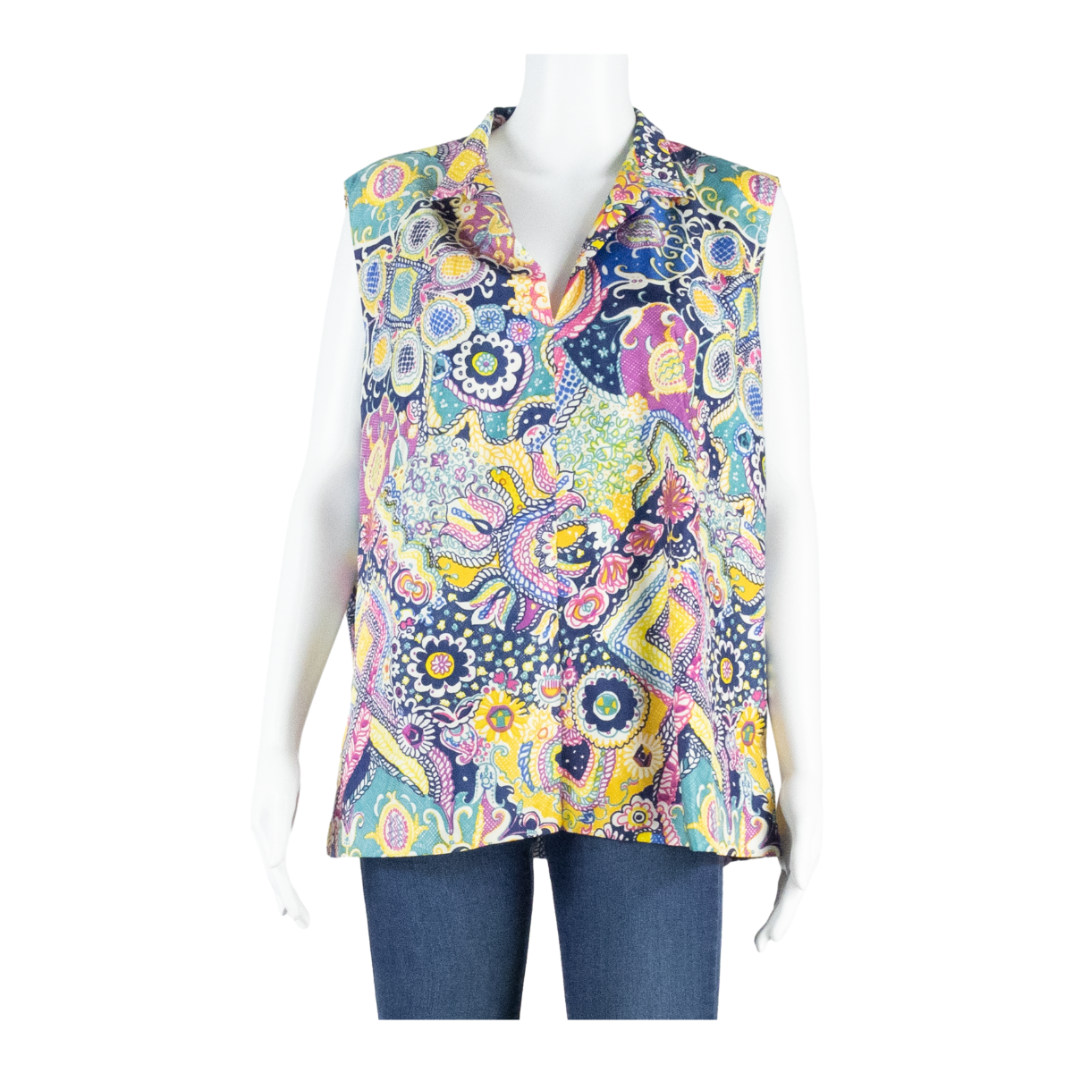 Buy Womens Printed Top Purple V-Neck Sleeveless Crazy Pattern XL Refurbished - $16.89 Womens Printed Top Purple V-Neck Sleeveless Crazy Pattern XL Refurbished - N/A refurbished available on Cerqular