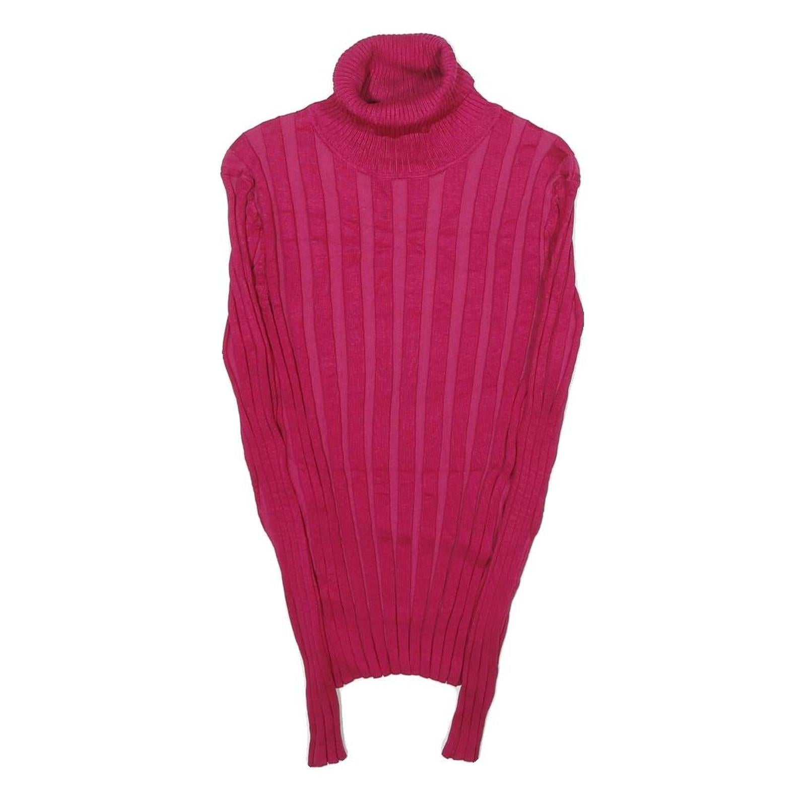 STYLE & CO Womens Pink Patterned Jumper Roll Neck Rib Knit M Cotton Blend Refurbished - N/A refurbished available on Cerqular