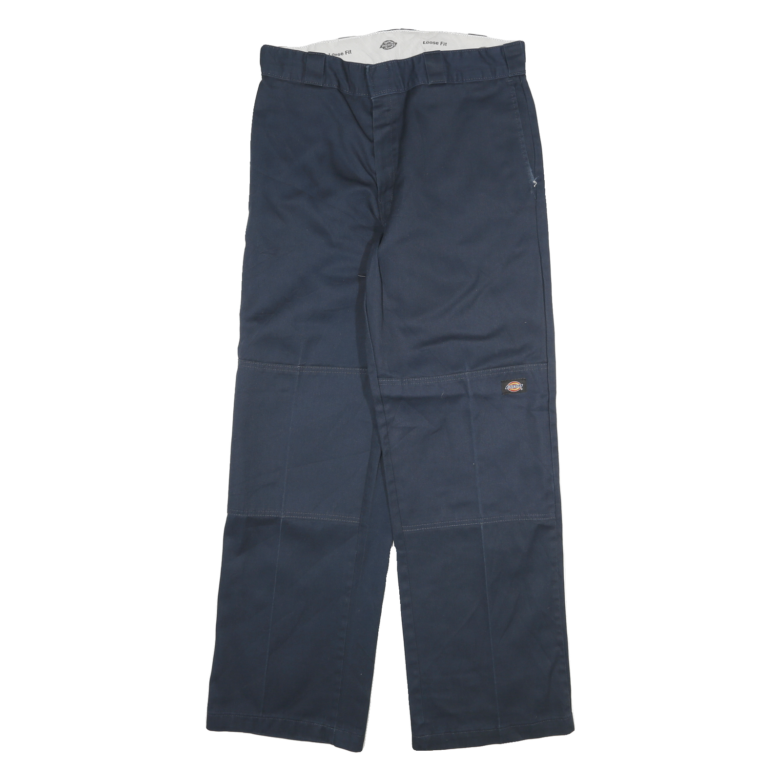 DICKIES Mens Cotton Blend Navy Loose Fit Straight Trousers W33 L32 Workwear Refurbished - N/A refurbished available on Cerqular
